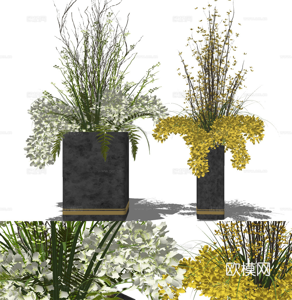 现代花瓶花艺插花su模型下载