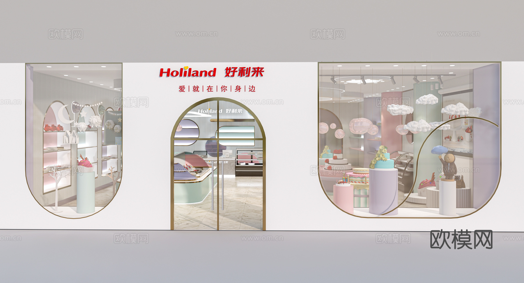 现代甜品店蛋糕店su模型下载