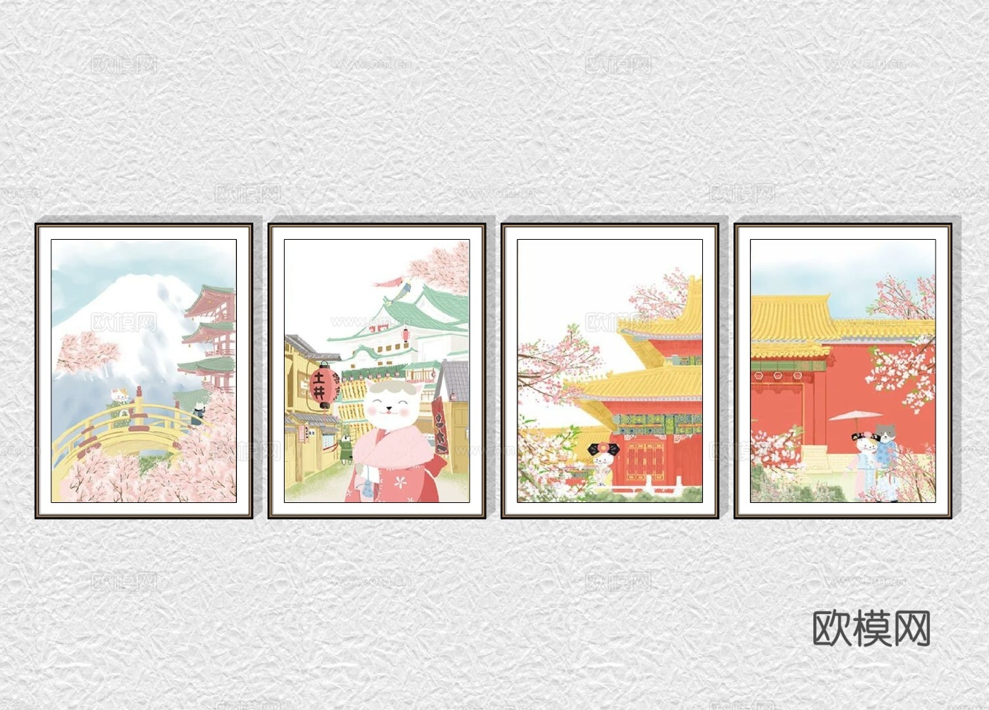 日式装饰画挂画su模型下载
