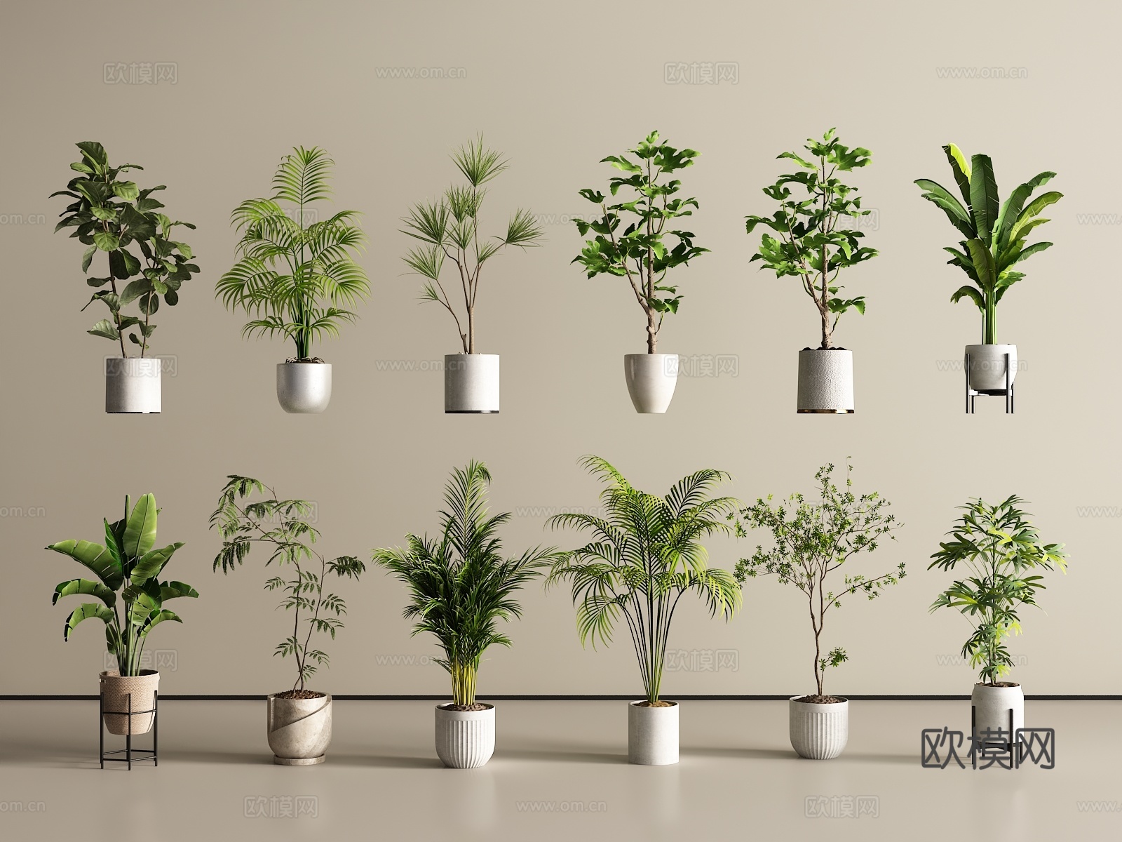 现代盆栽盆景绿植su模型