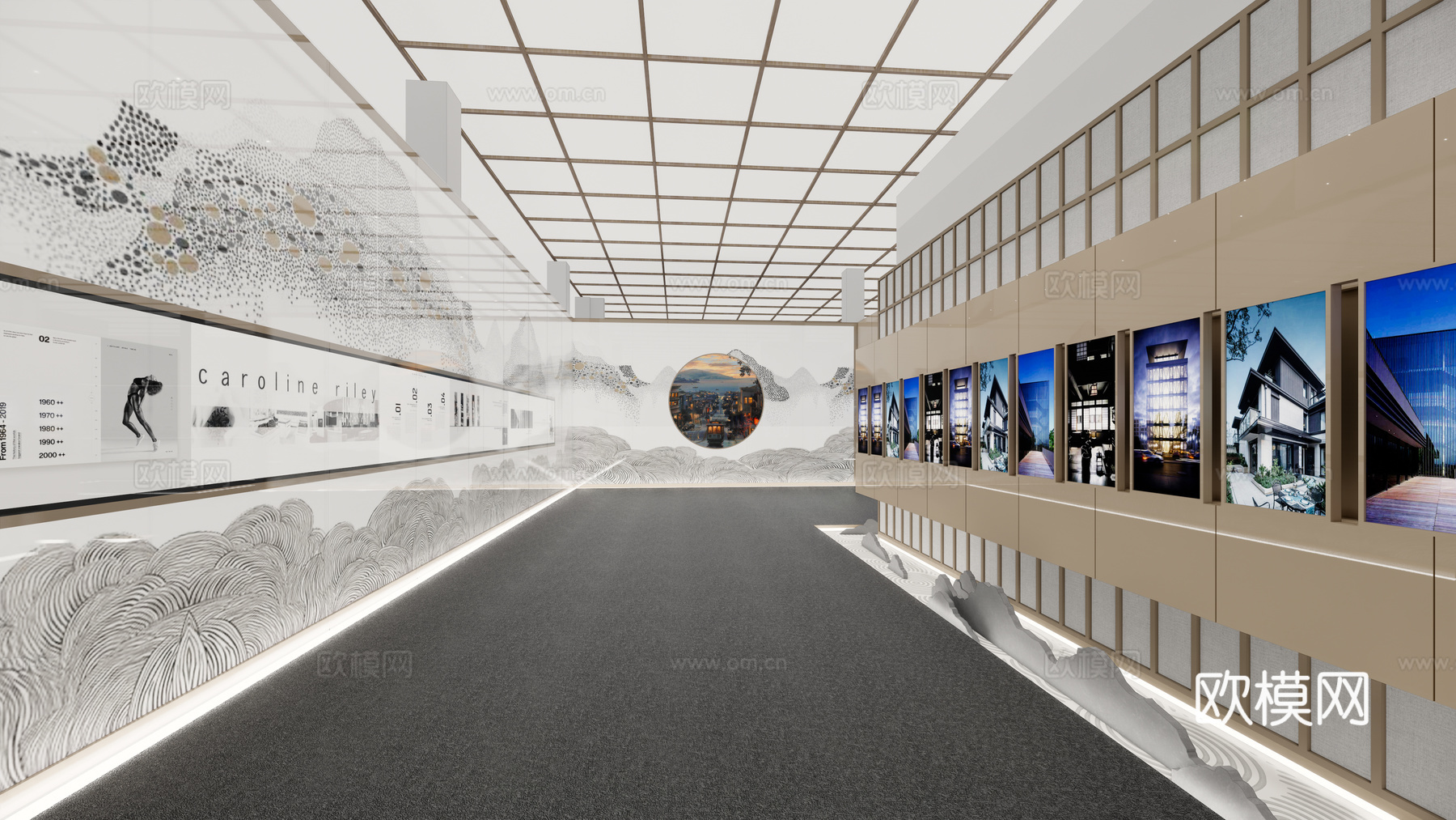 现代展厅su模型下载