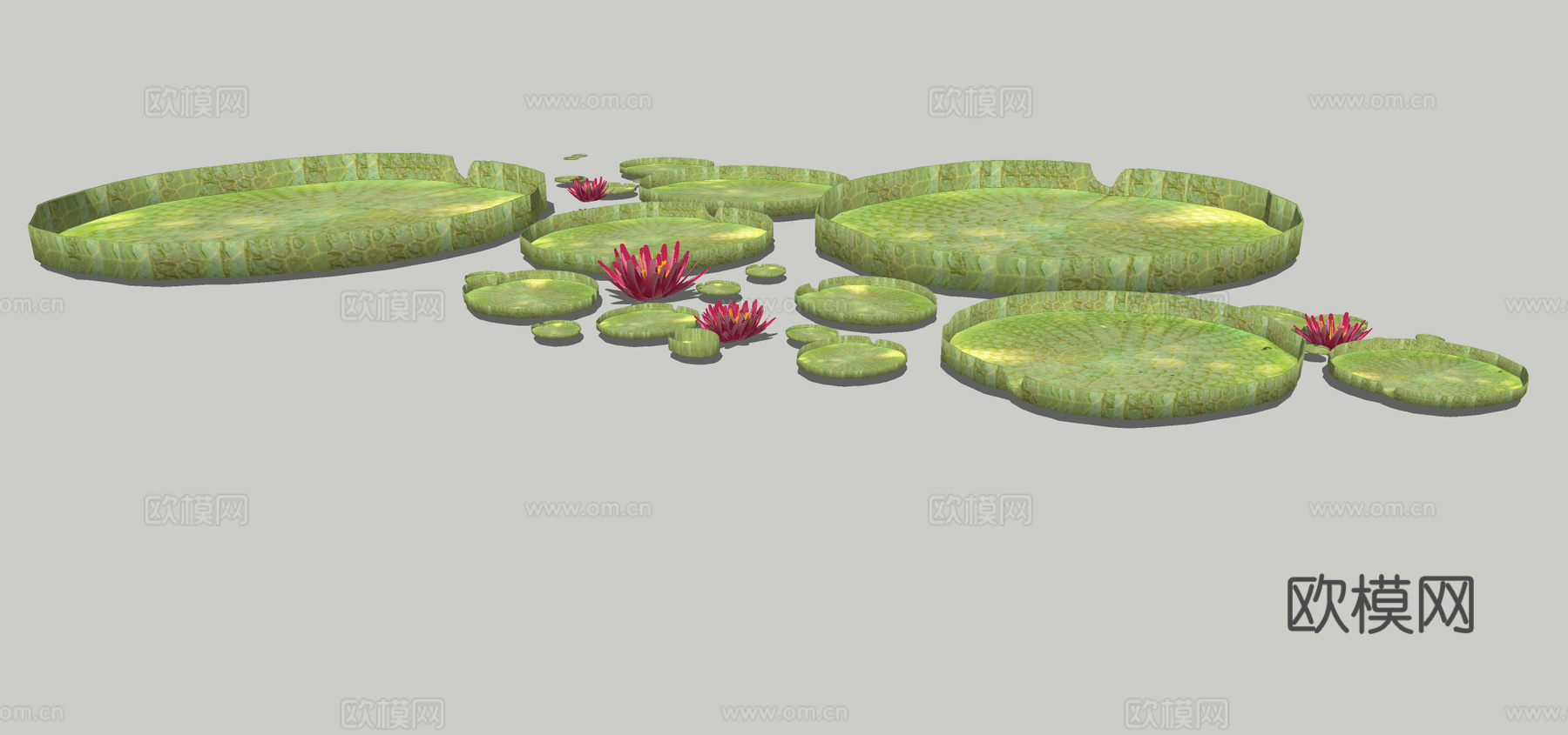 现代莲花荷花su模型下载
