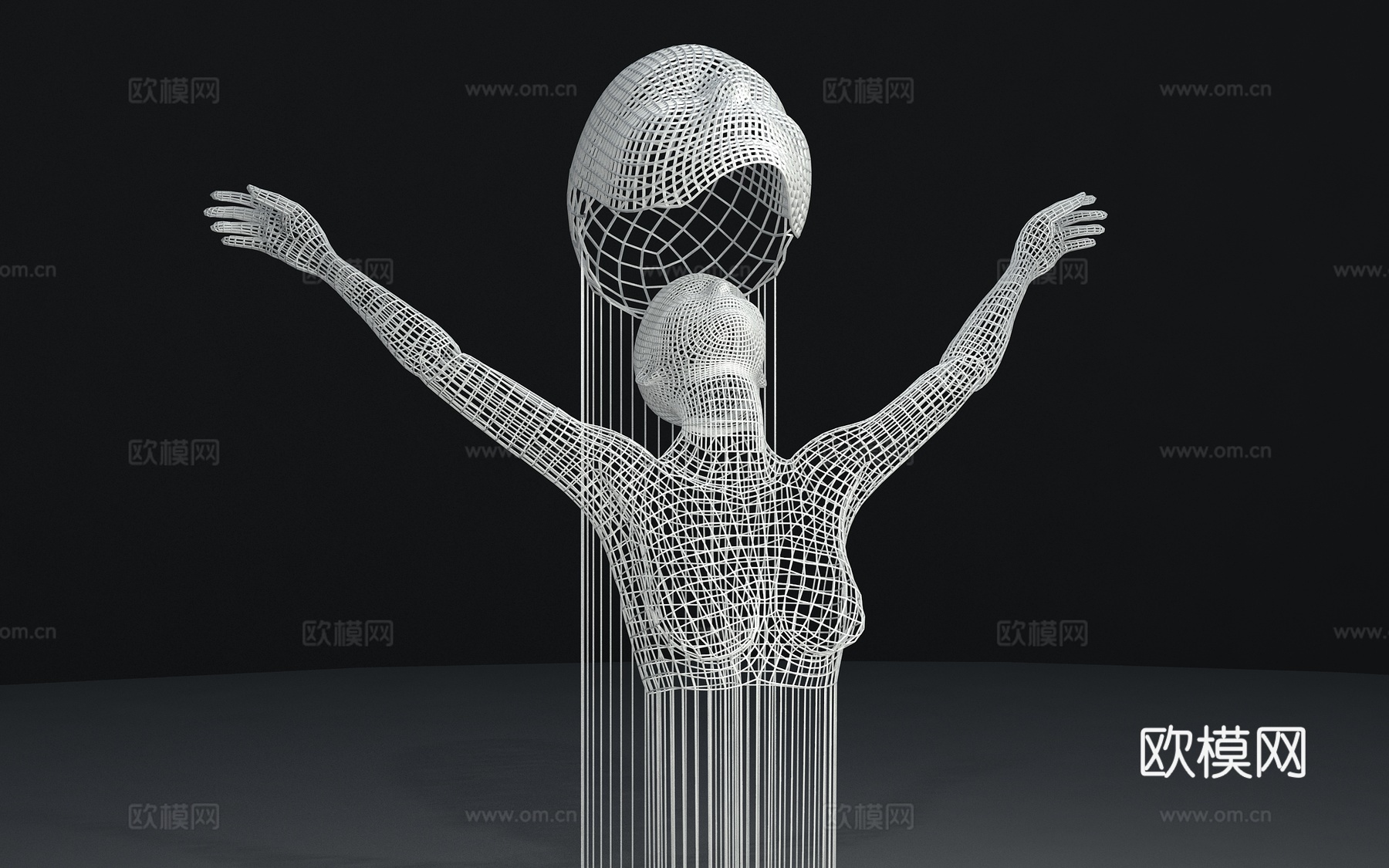 广场雕塑人物3d模型