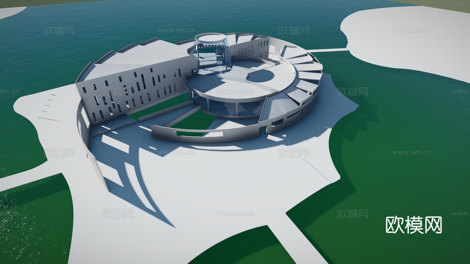 现代博物馆建筑外观su模型下载