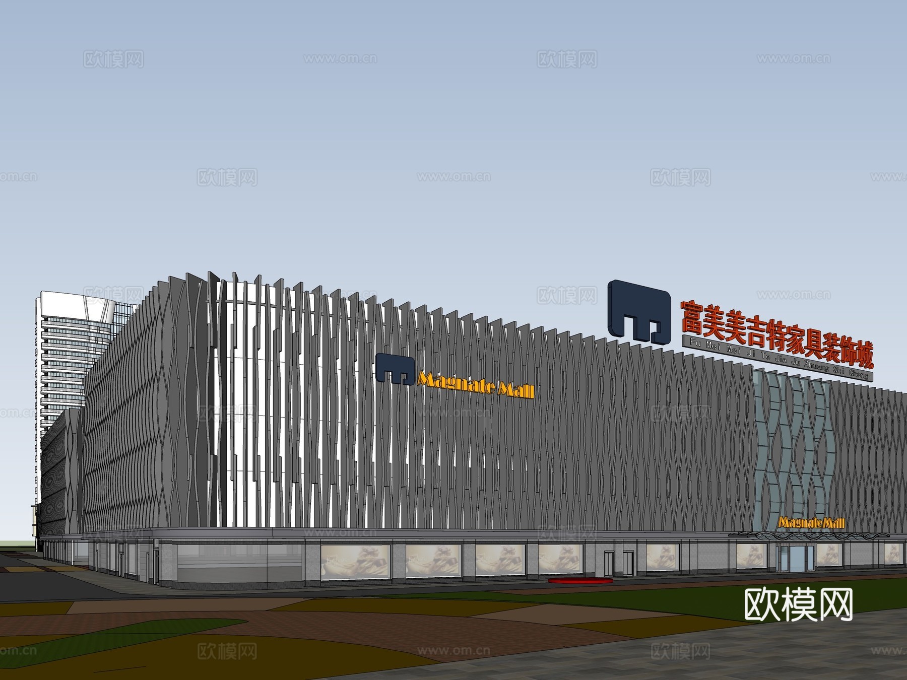 现代商业综合体外观su模型下载
