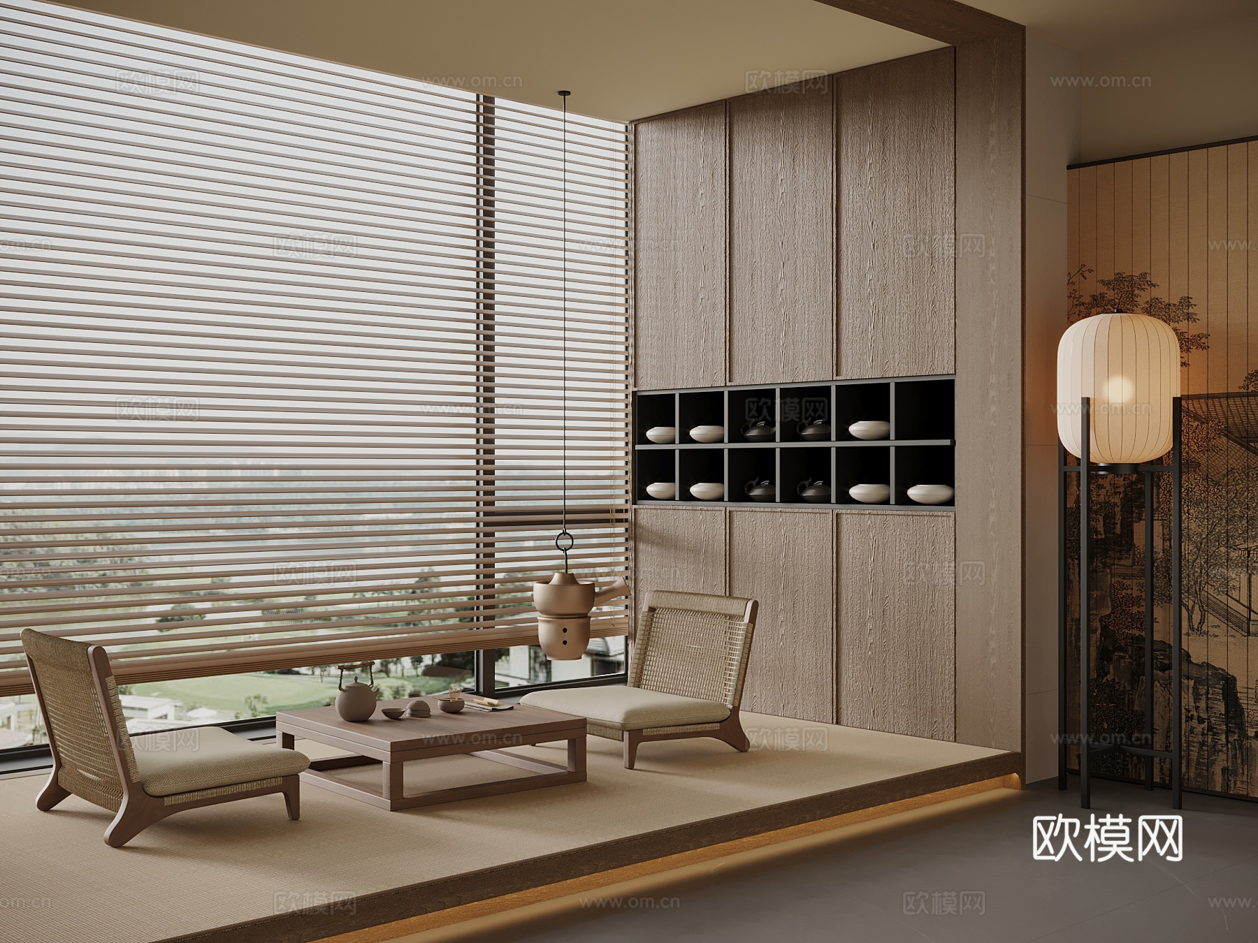 新中式茶桌椅 茶台 茶叶柜3d模型