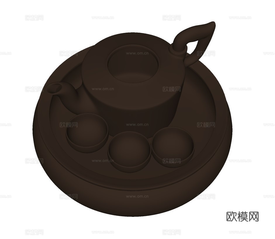 现代茶壶茶具su模型下载