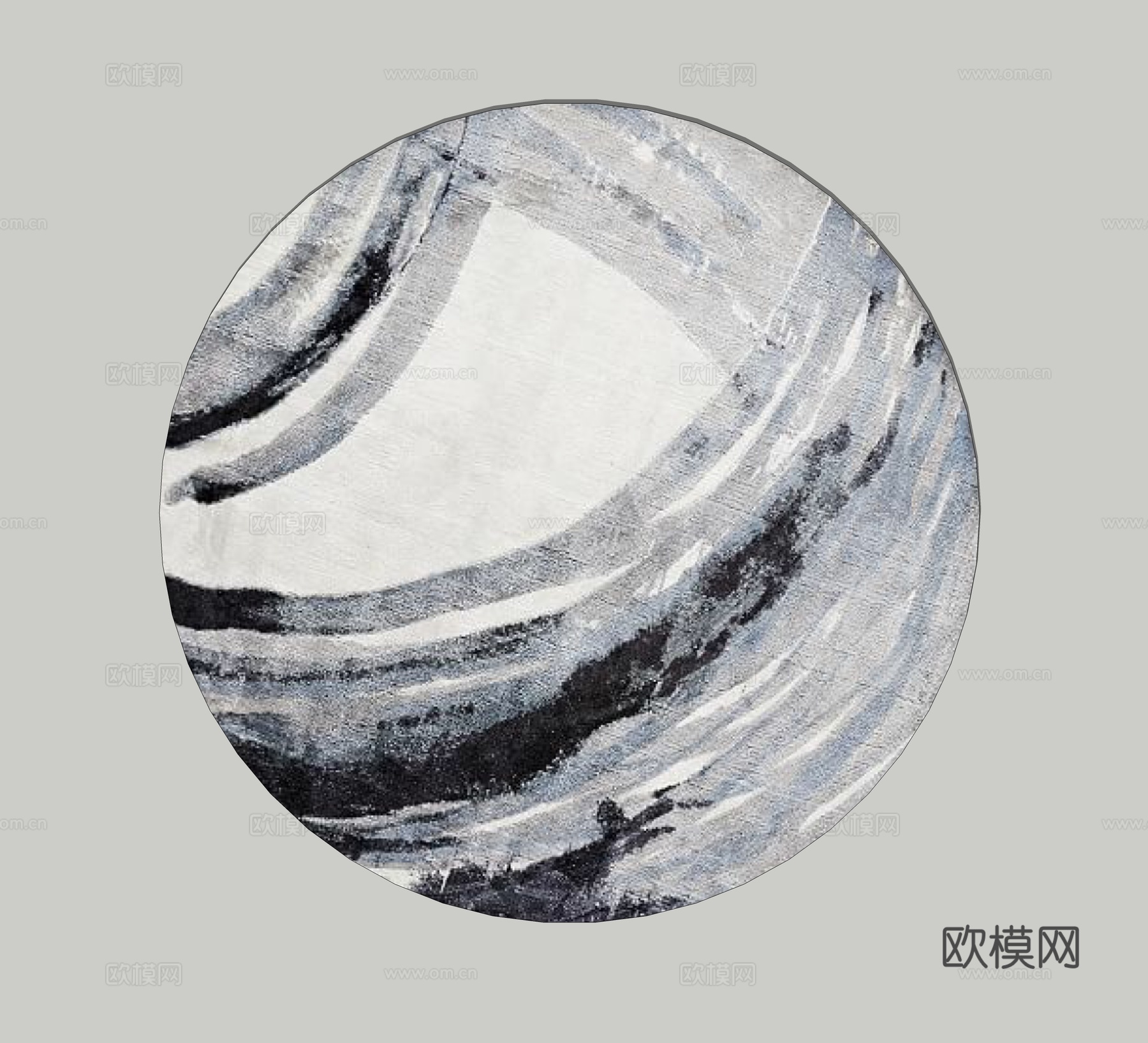 现代圆形布艺地毯su模型下载