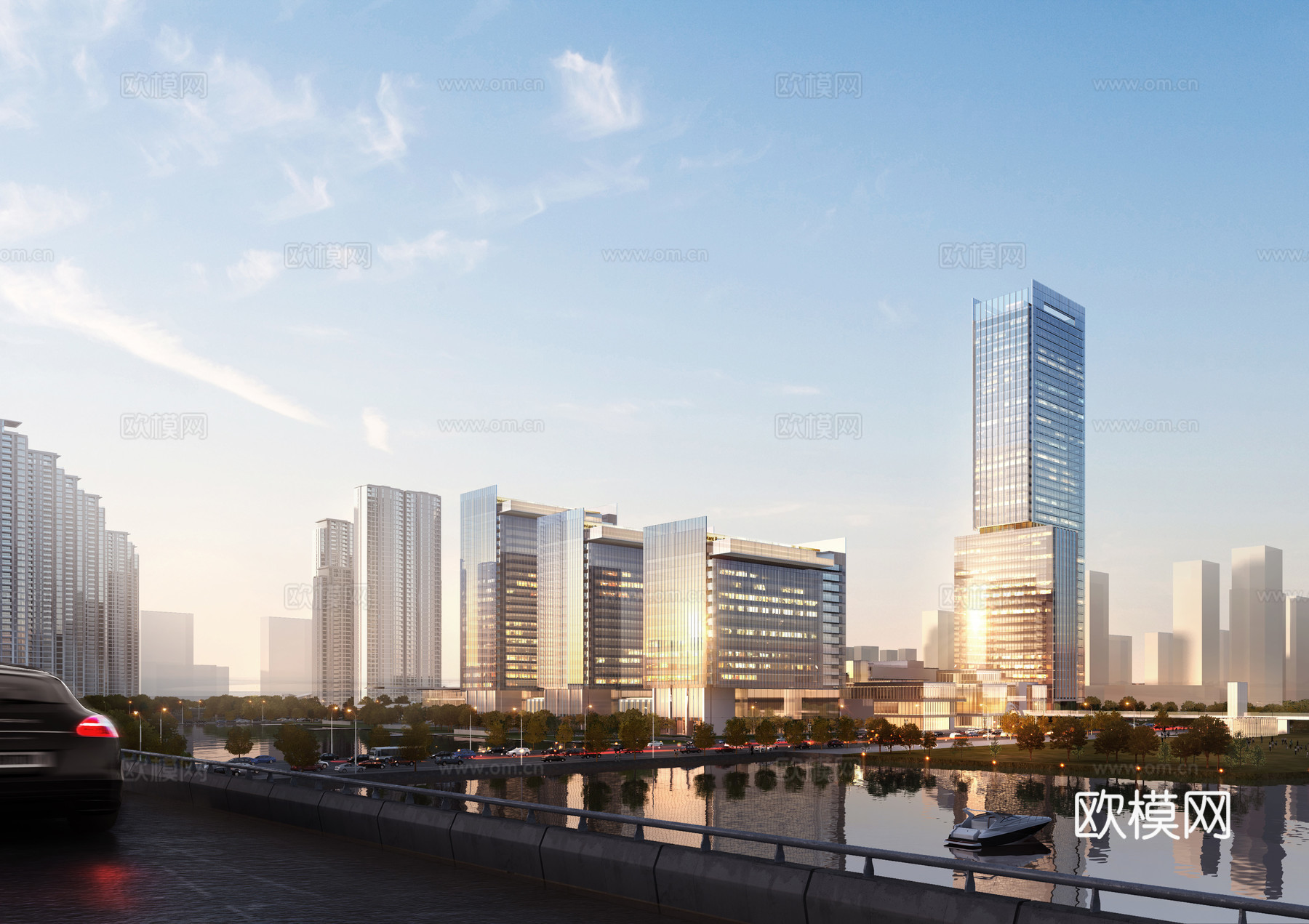 现代高层办公楼su模型下载