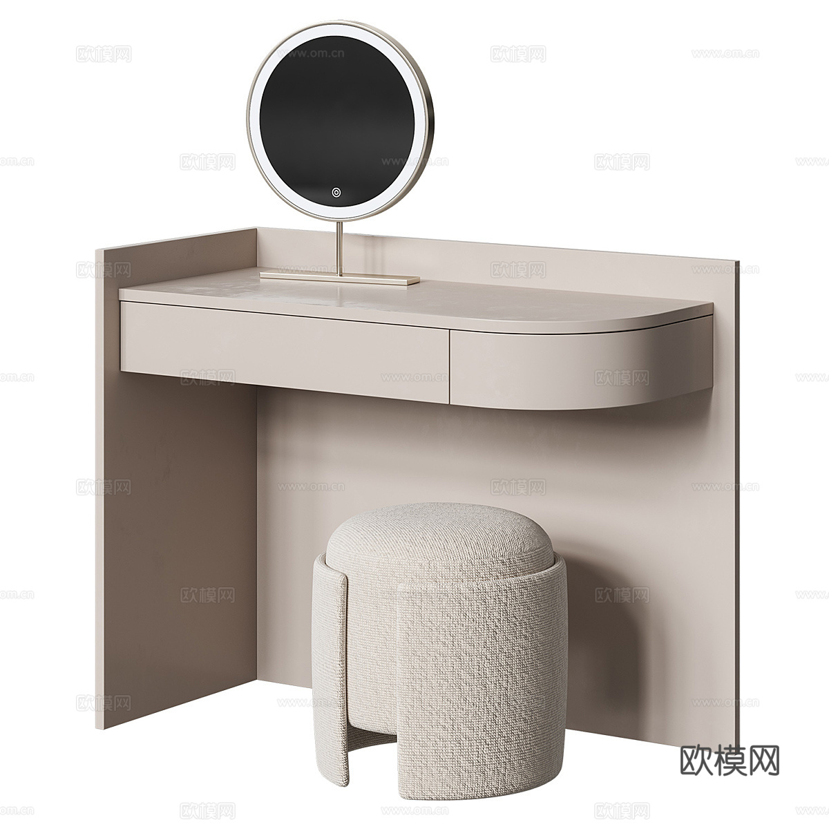 现代意式梳妆台 梳妆桌 化妆镜 化妆凳3d模型