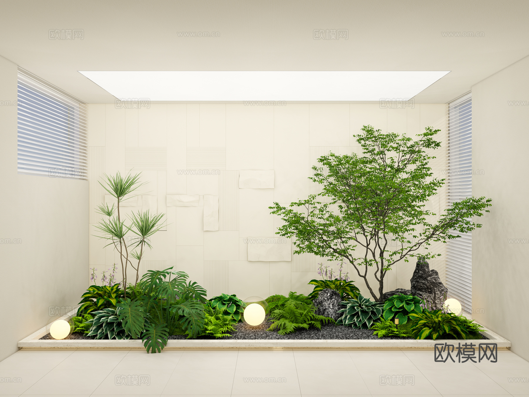 室内景观  天井绿植 室内绿植 植物搭配su模型