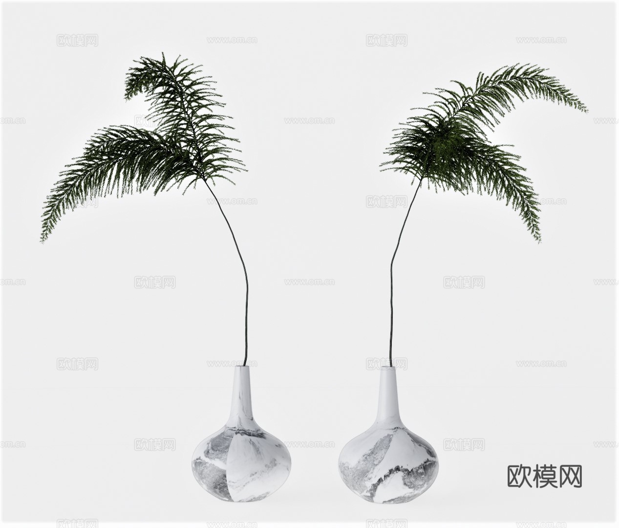 现代绿植花瓶摆件su模型下载