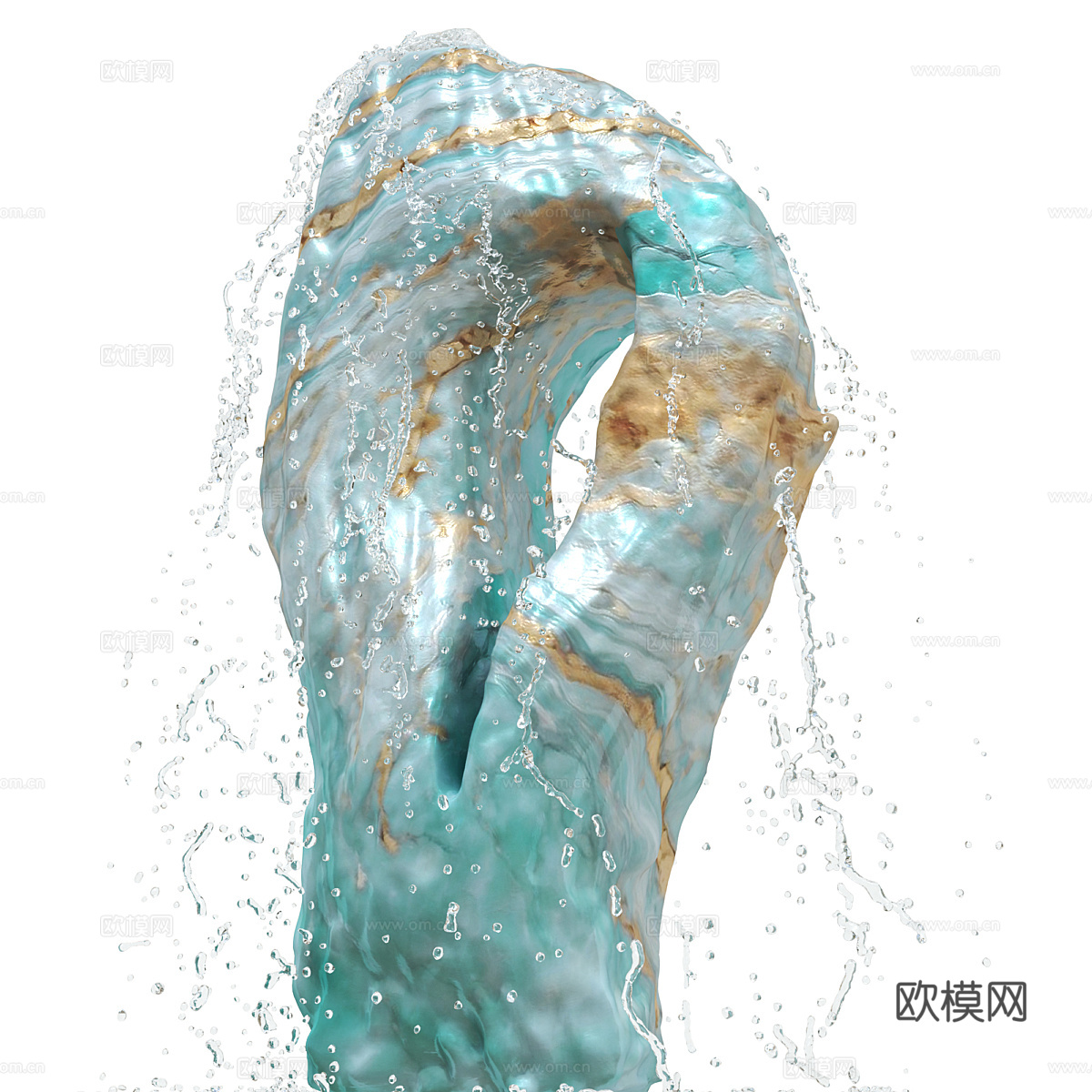 现代意式蓝宝石玛瑙石喷泉雕塑3d模型