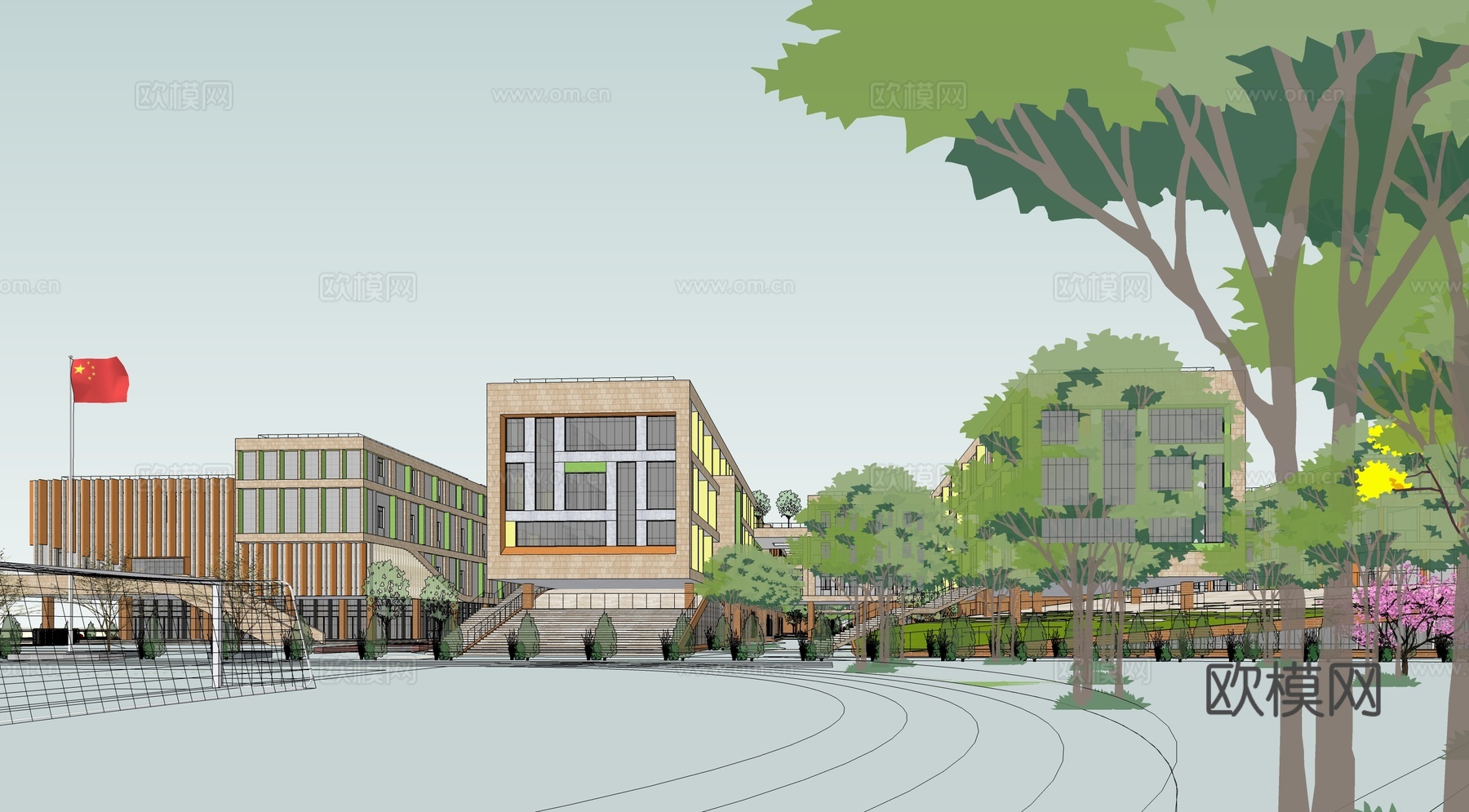 现代学校su模型下载