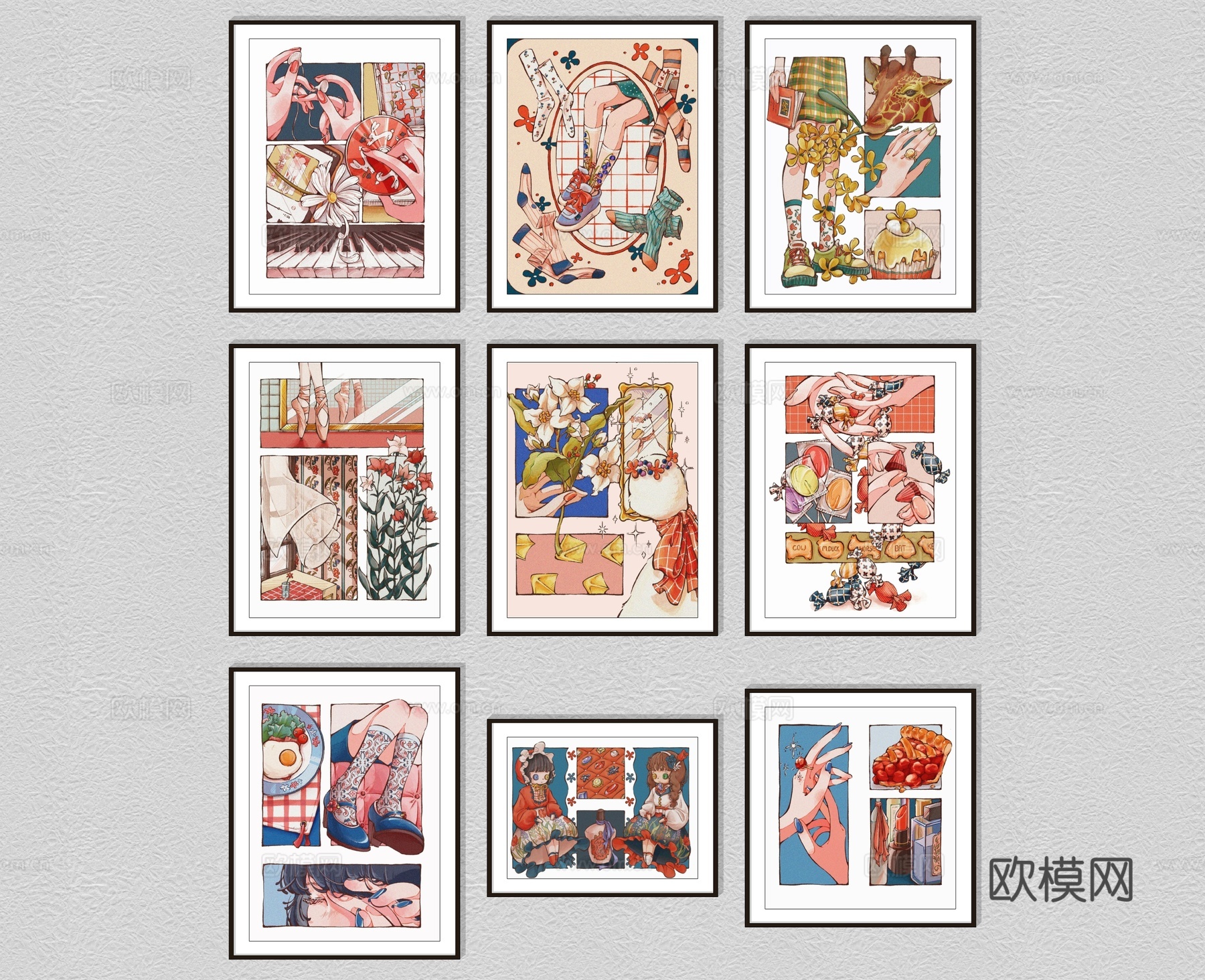 现代装饰挂画su模型下载