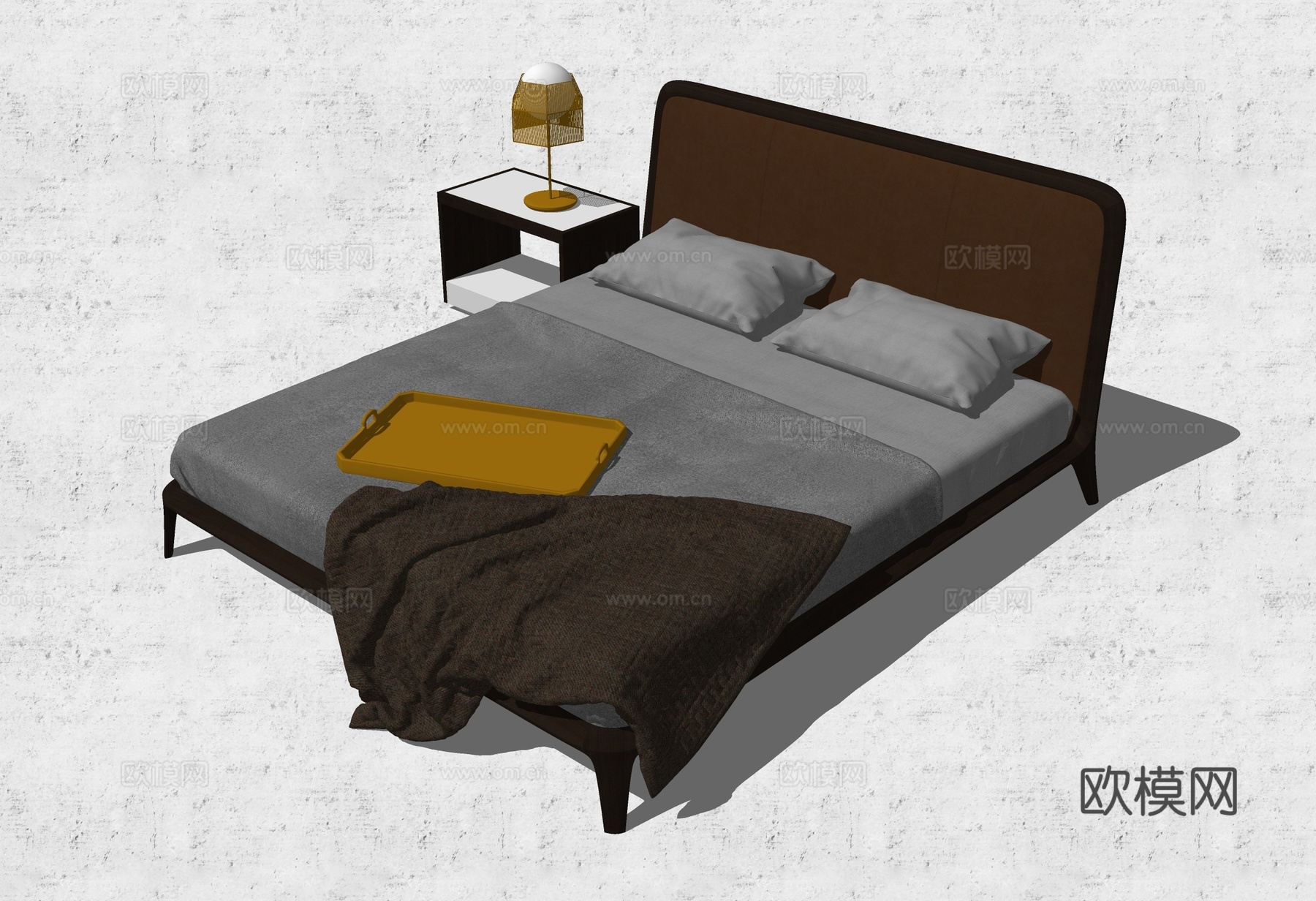 现代布艺双人床su模型下载下载