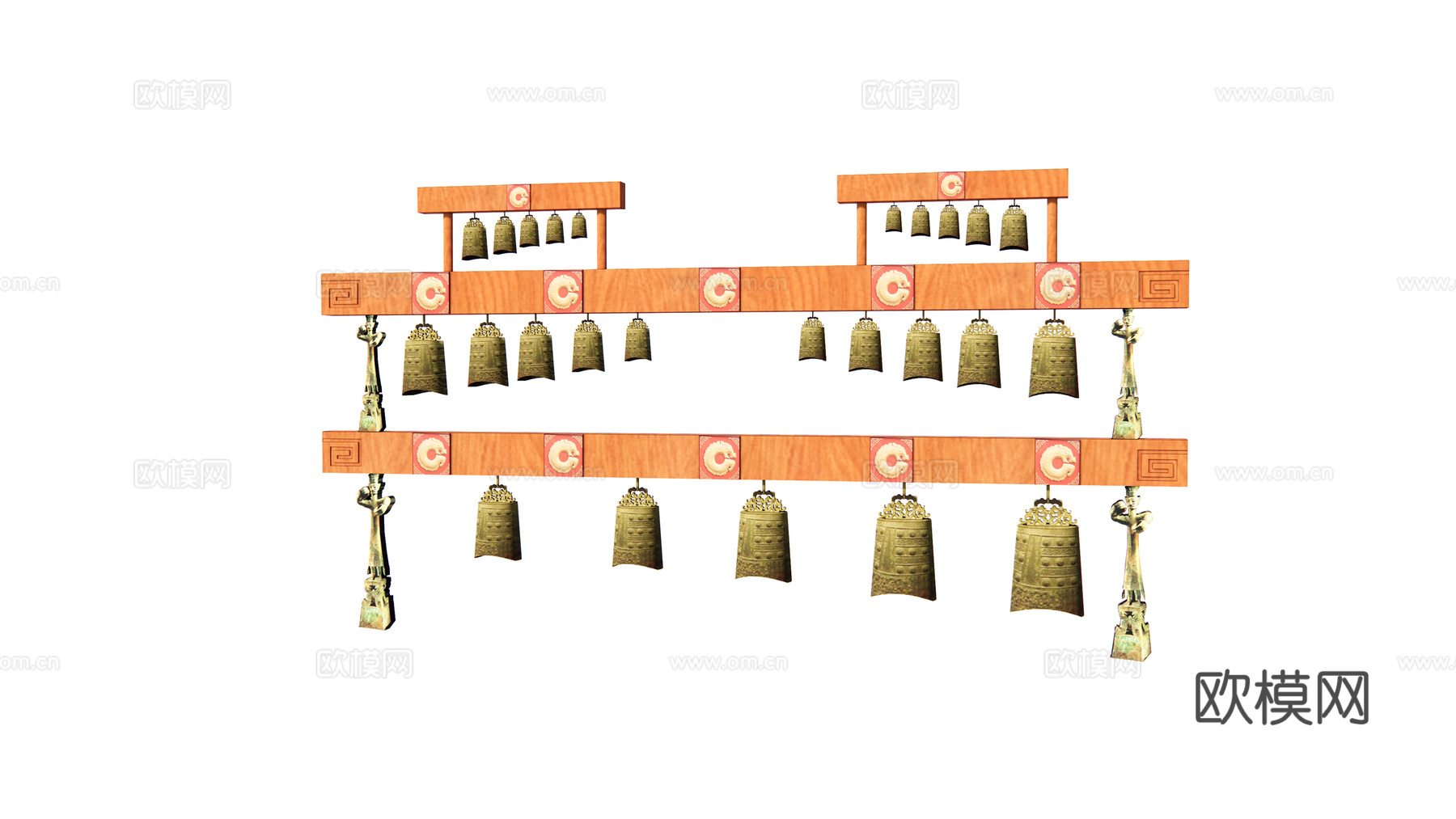 中式古代乐器编钟su模型下载