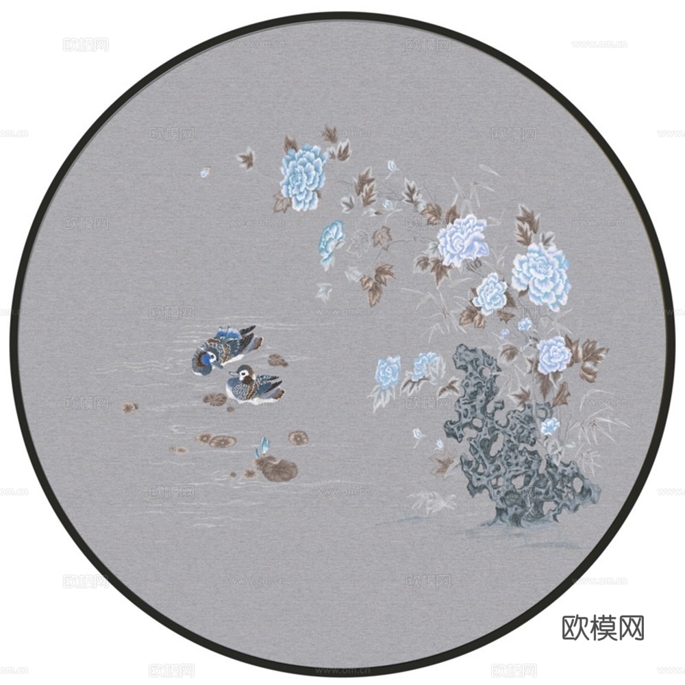 新中式圆形装饰画