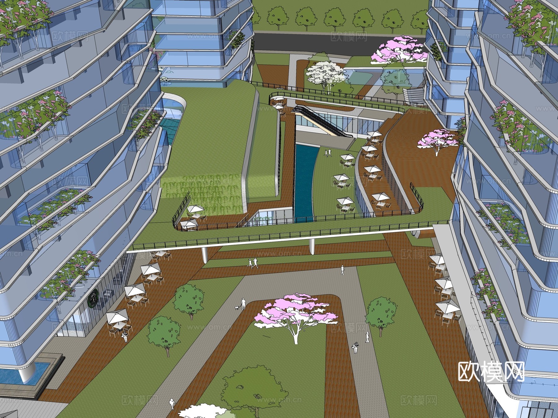 现代办公楼建筑外观su模型下载
