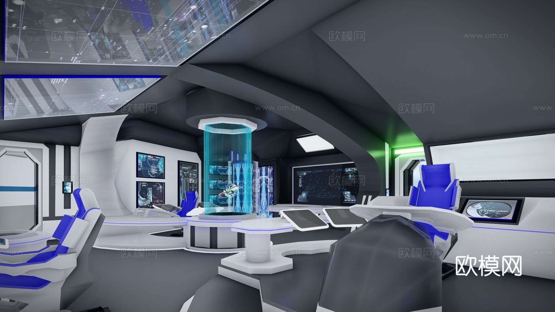 现代科幻科技展厅su模型下载