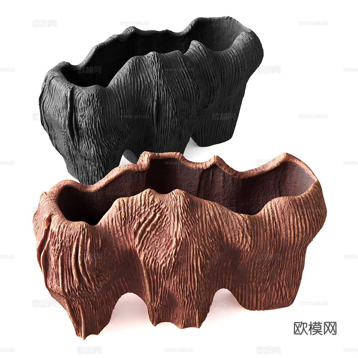 现代意式珊瑚花瓶 陶罐3d模型