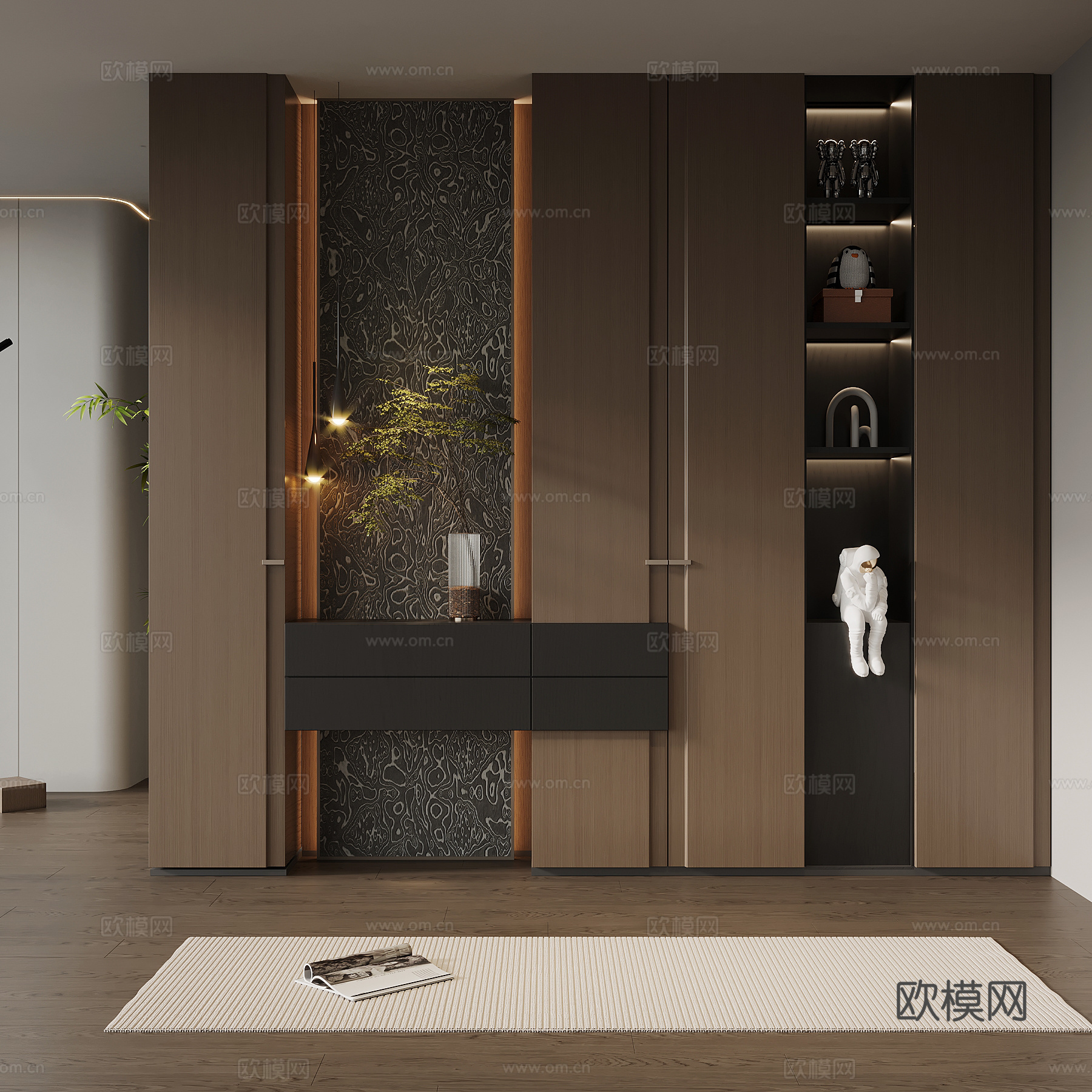 意式极简玄关柜 入户鞋柜 玄关背景3d模型