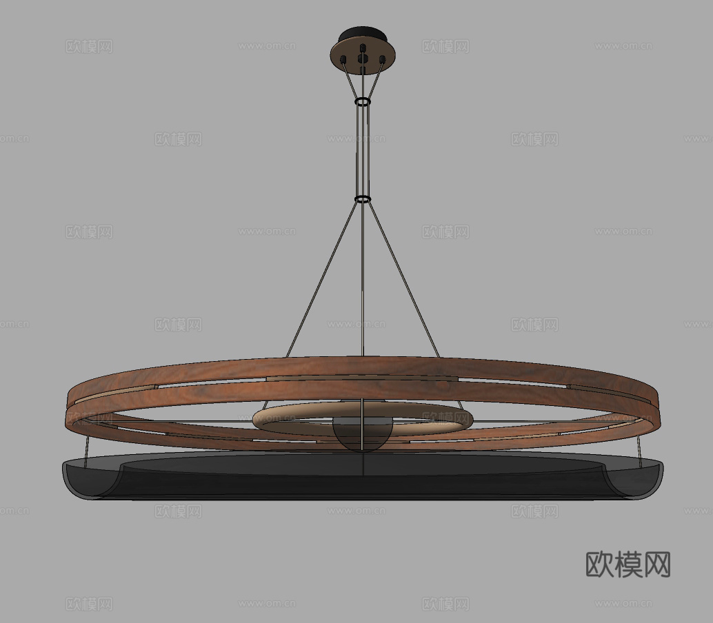 现代环形双层吊灯su模型下载
