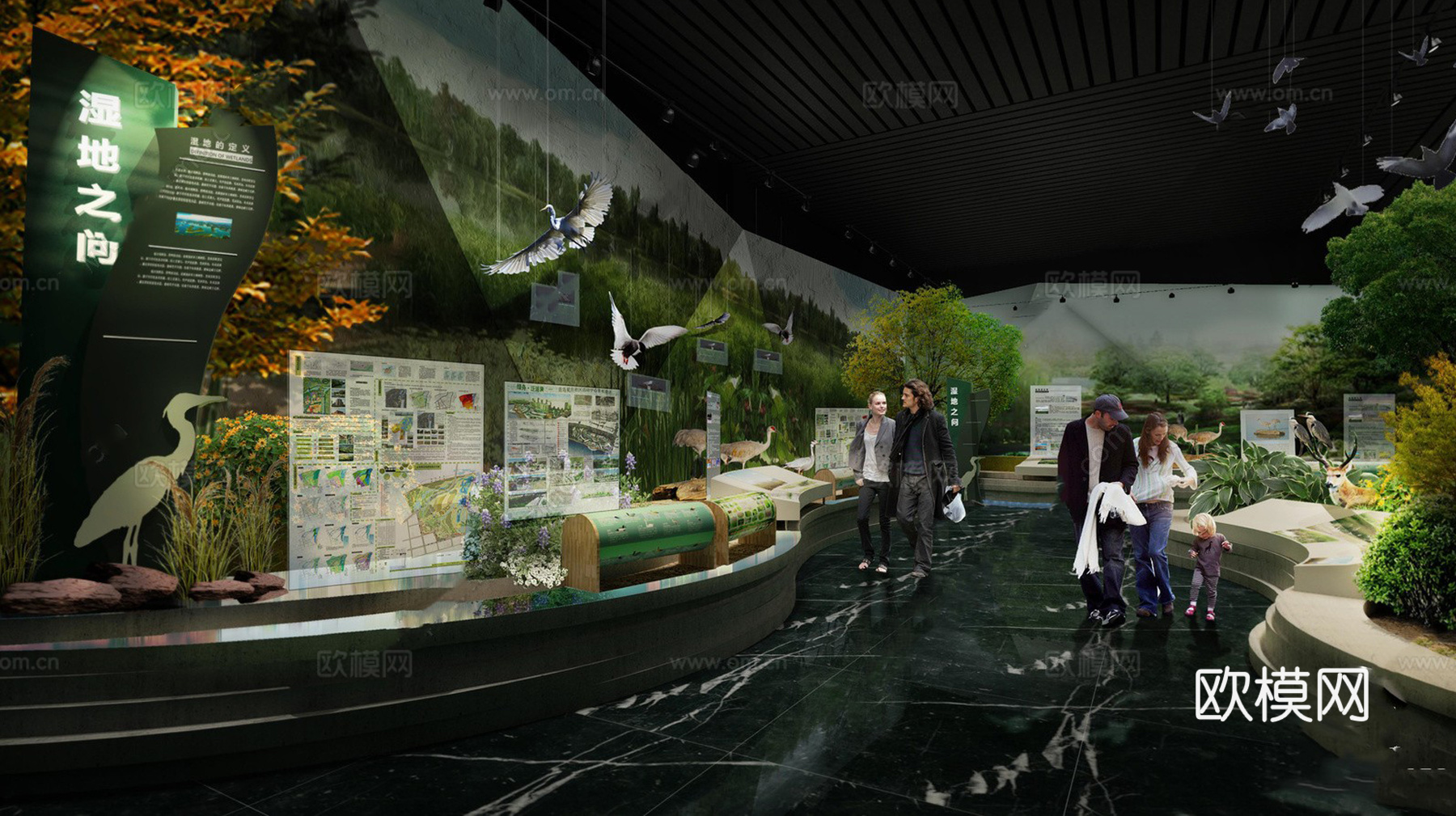 现代生态展厅  鸟类文化展厅 湿地生态展厅su模型