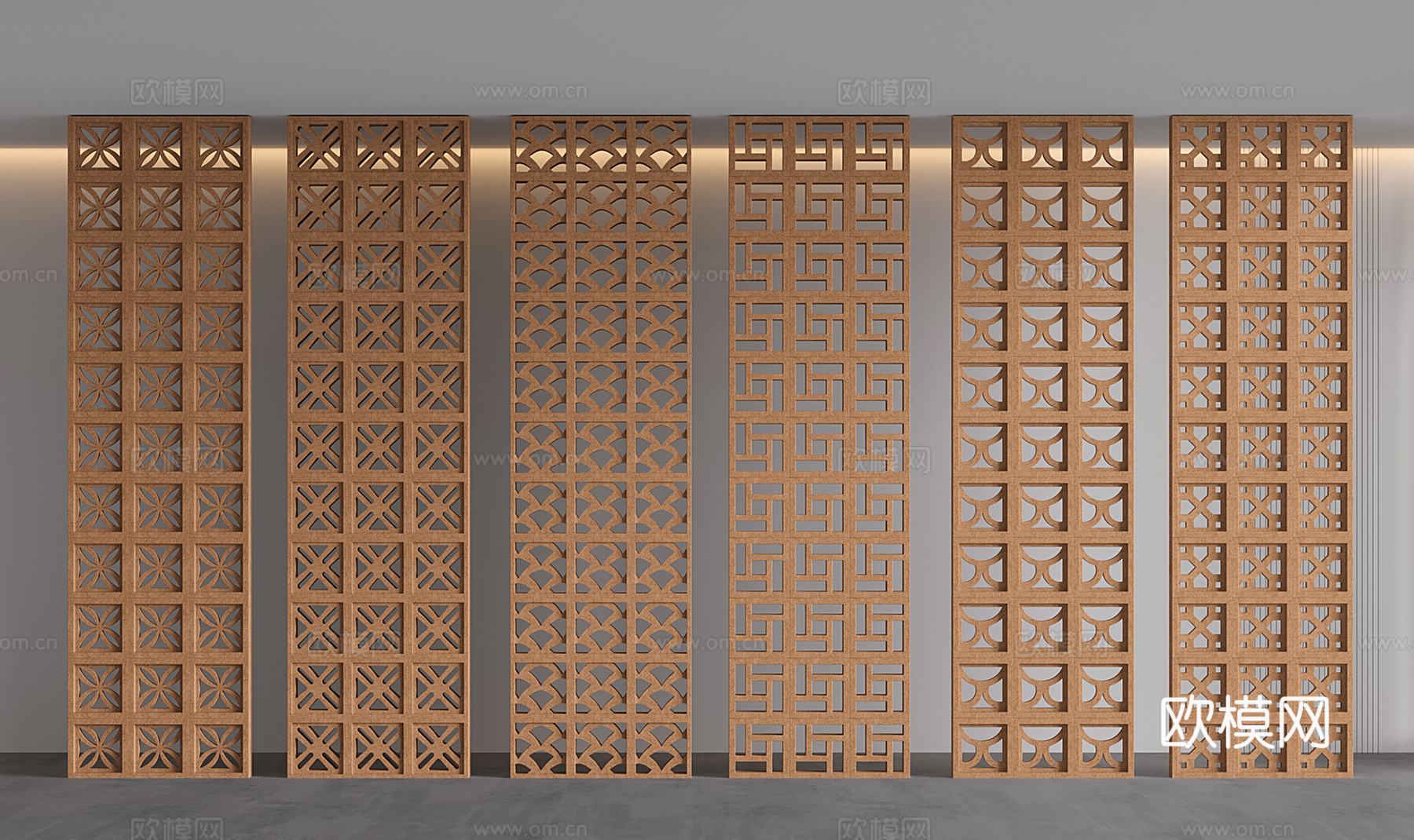 新中式水泥镂空砖 建筑材料构件 中式镂空砖隔断 预制砖墙3d模型