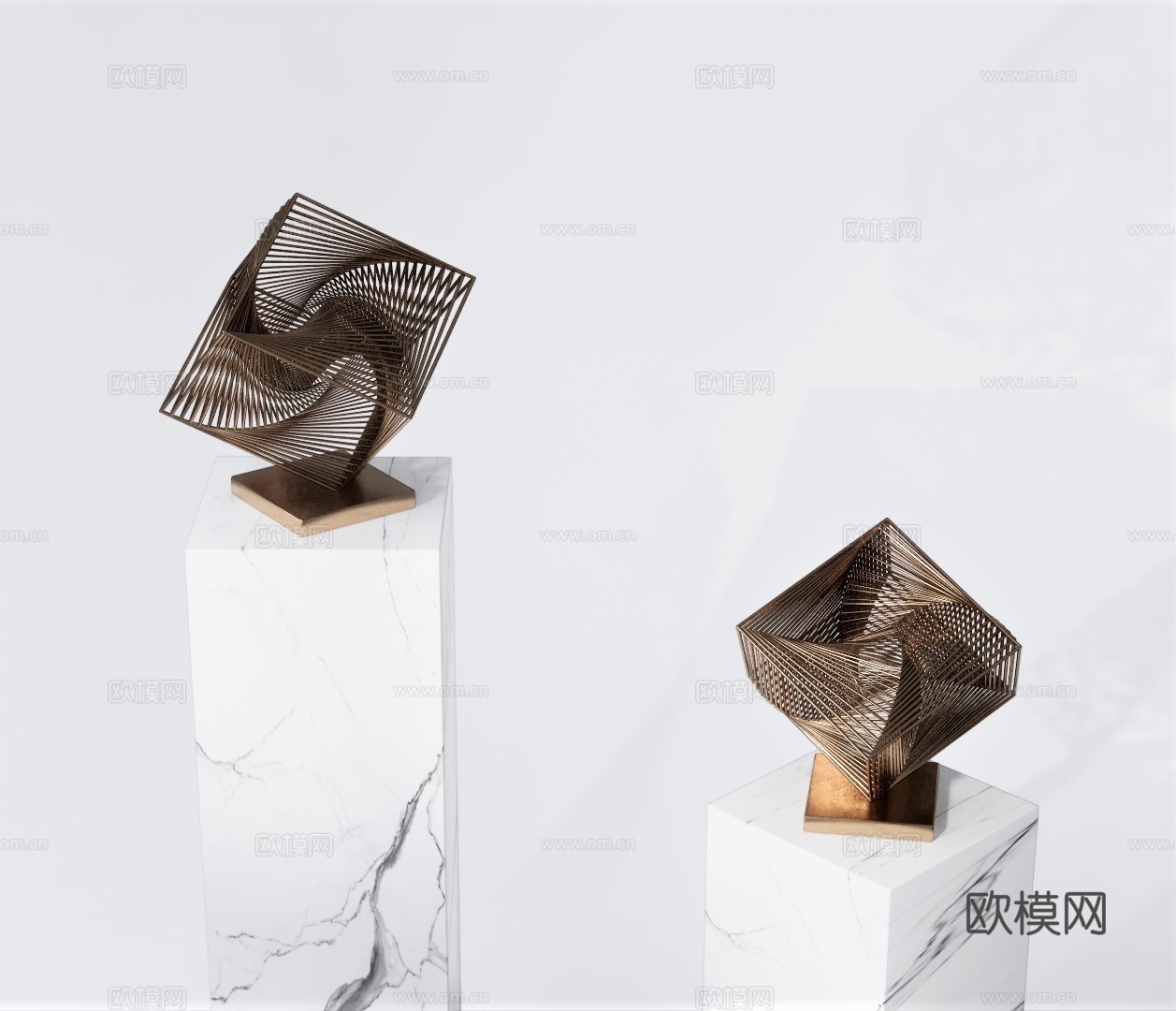 现代魔方艺术品雕塑摆件su模型下载