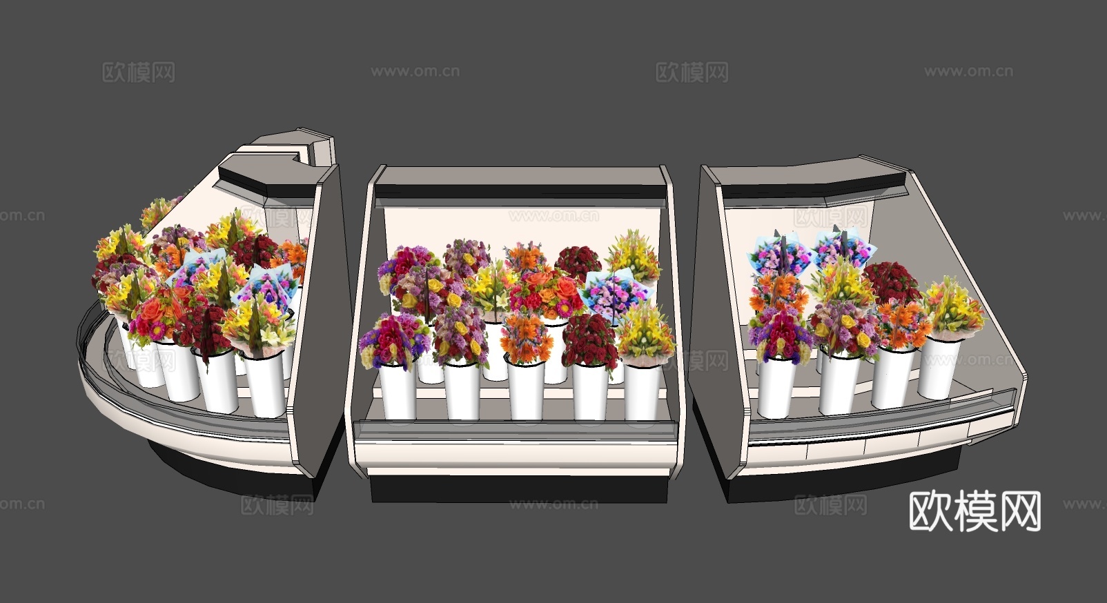 现代鲜花货柜展示柜su模型下载