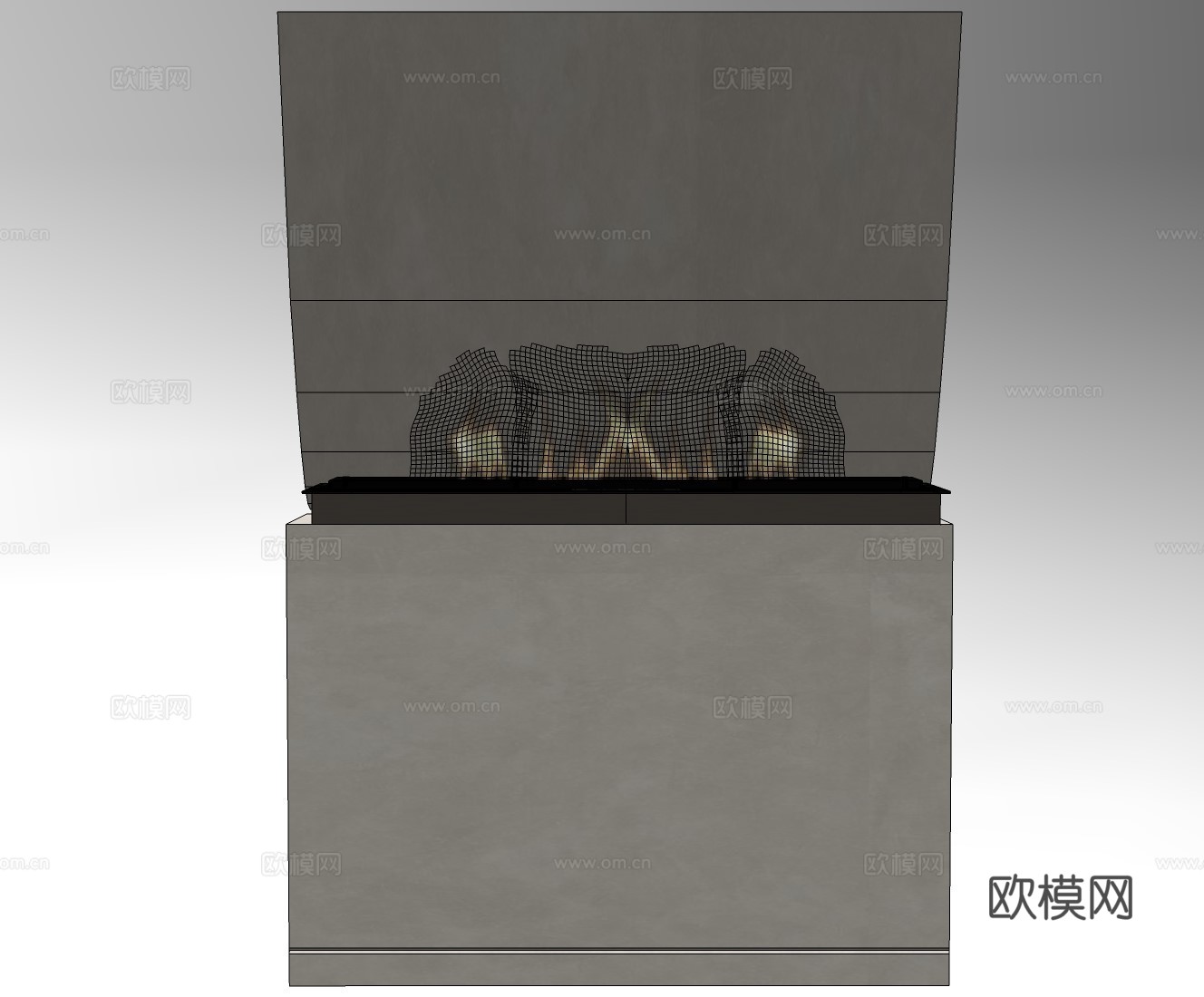 现代壁炉su模型下载