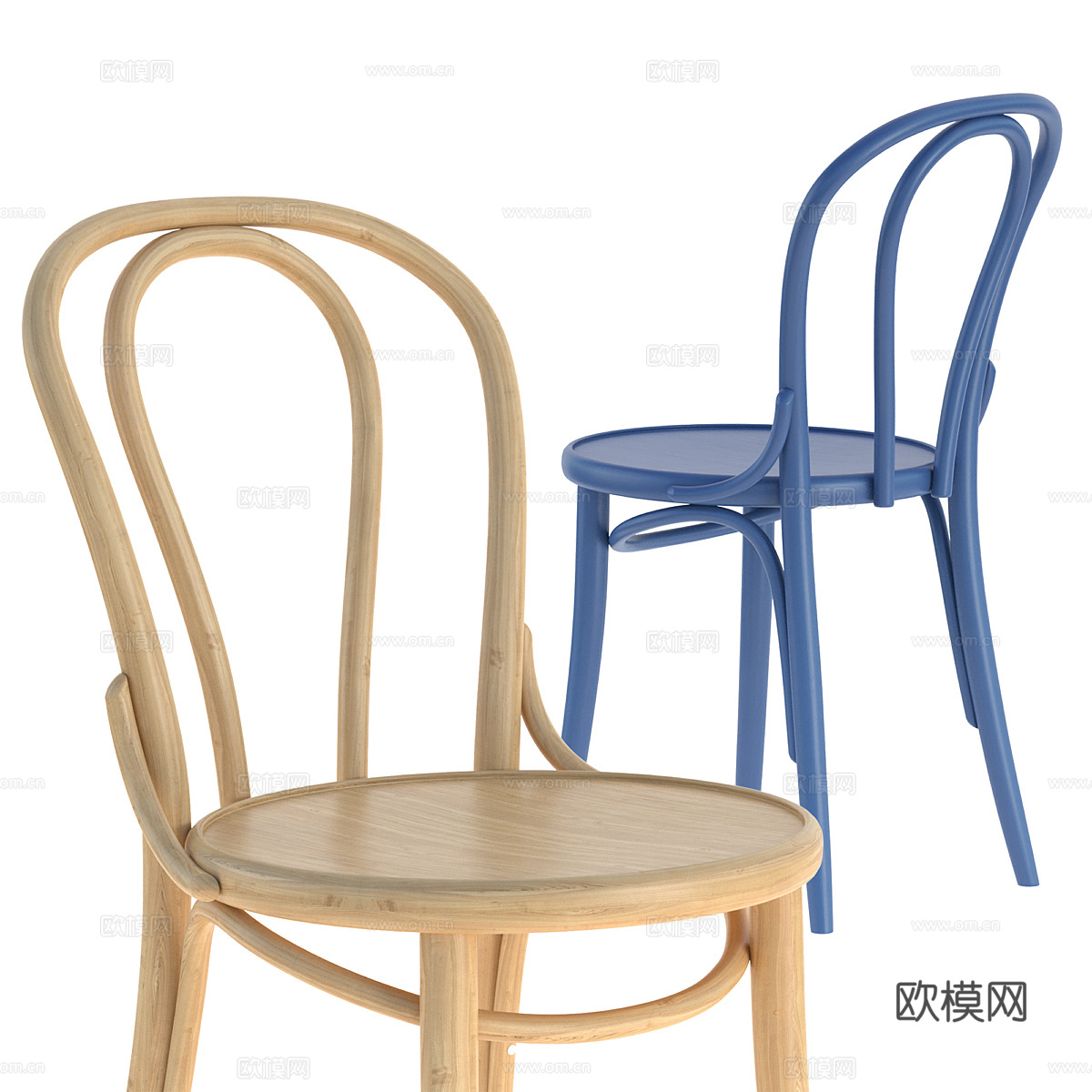 现代北欧奶油风木质单椅3d模型