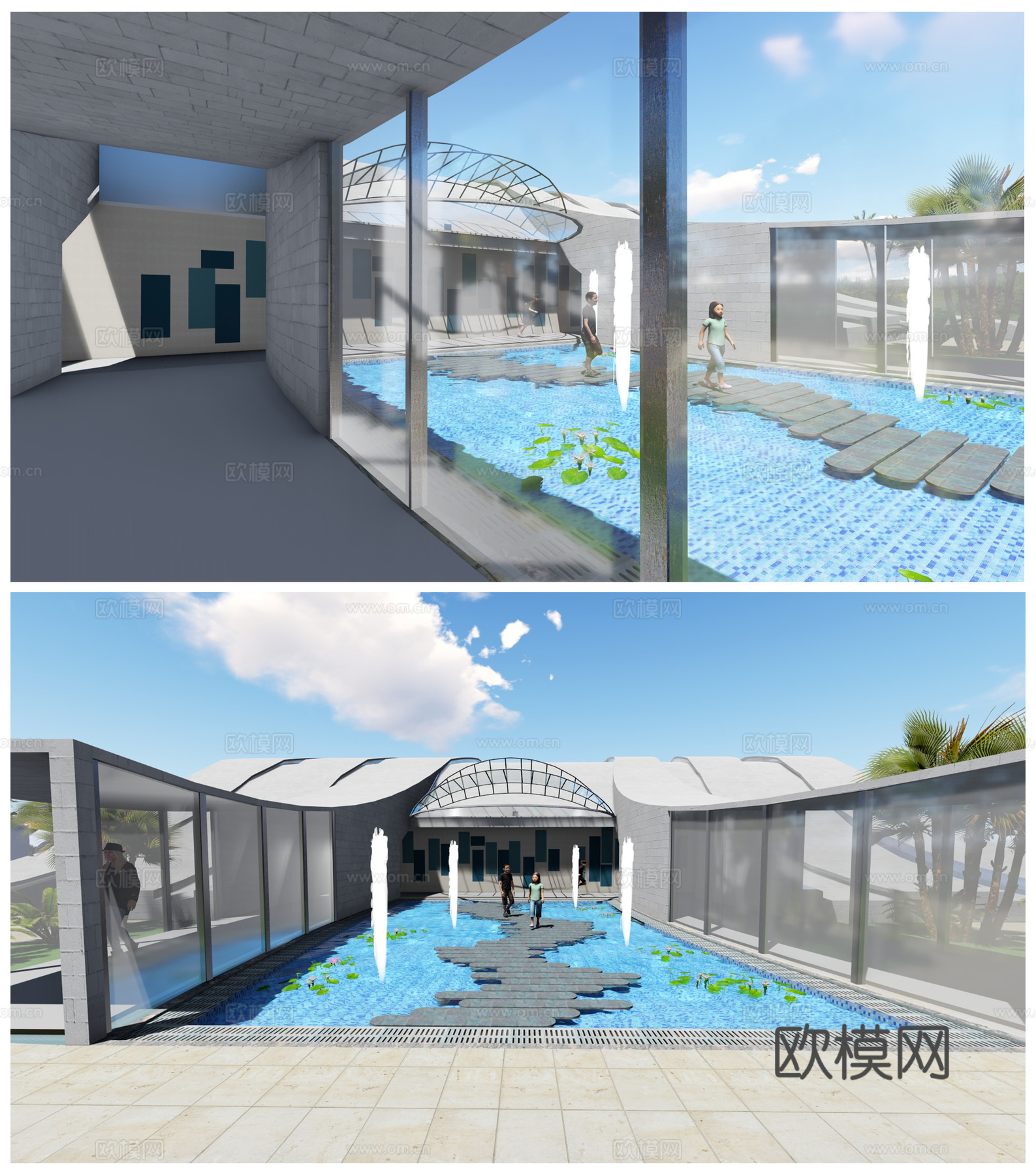 现代博物馆文化馆建筑外观su模型下载