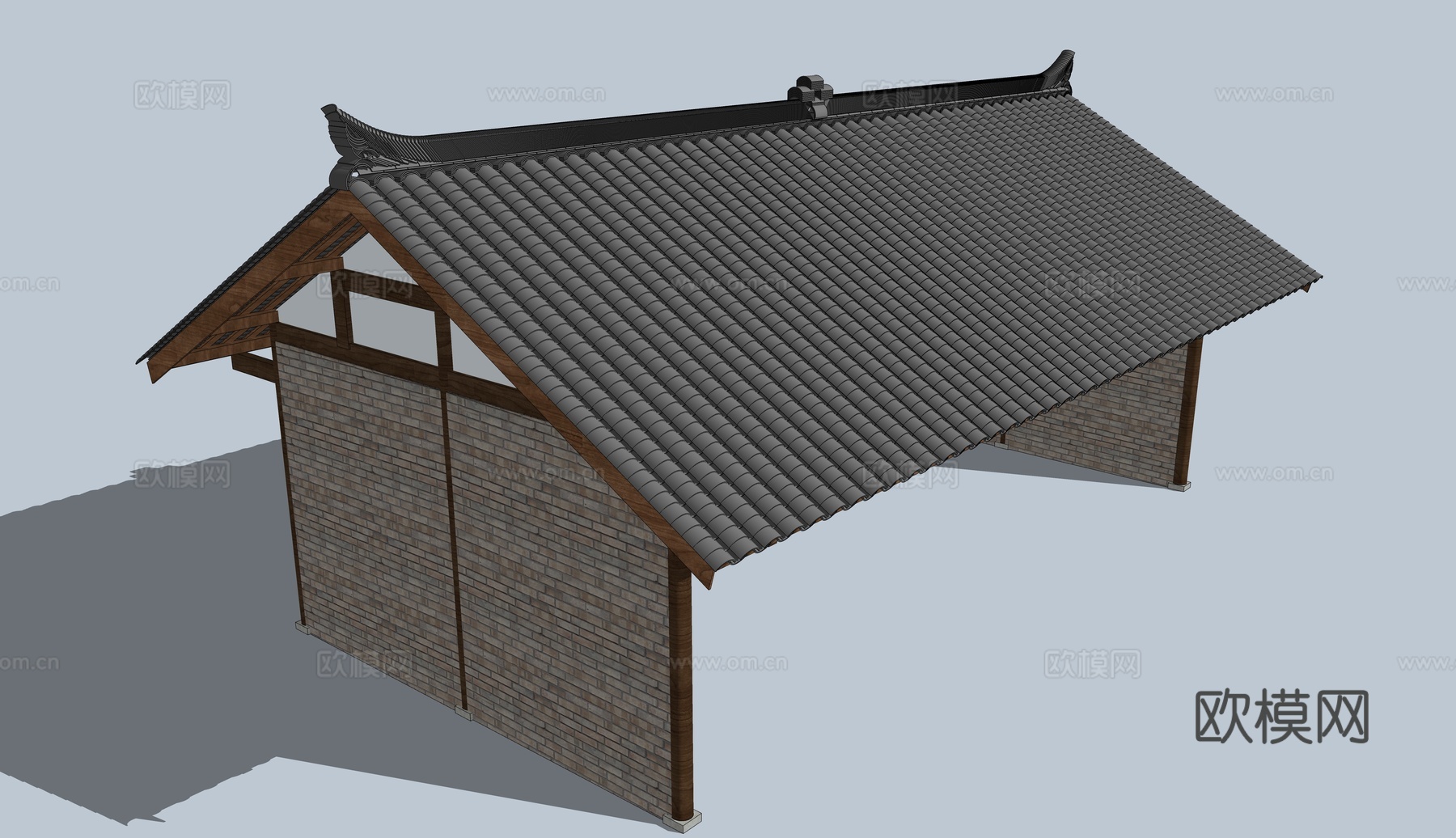 新中式传统民居建筑构件su模型下载