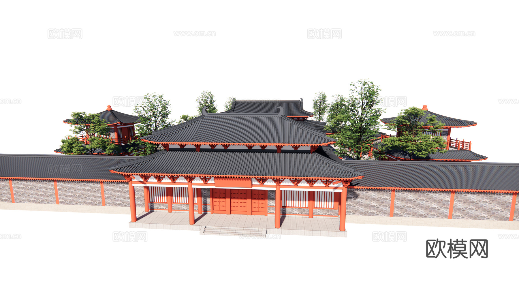中式古建寺庙su模型下载