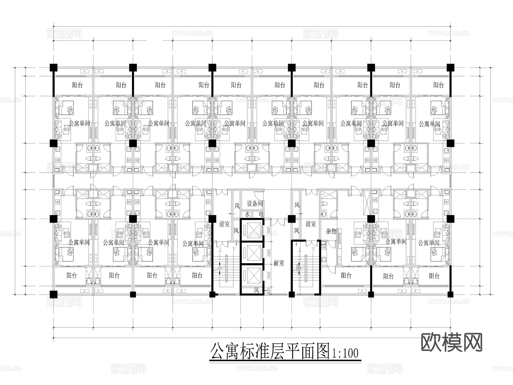 38套公寓户型单身公寓复式公寓CAD平面图cad施工图