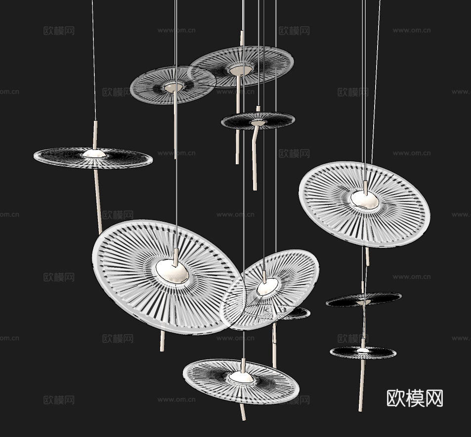 现代玻璃伞形吊灯su模型下载
