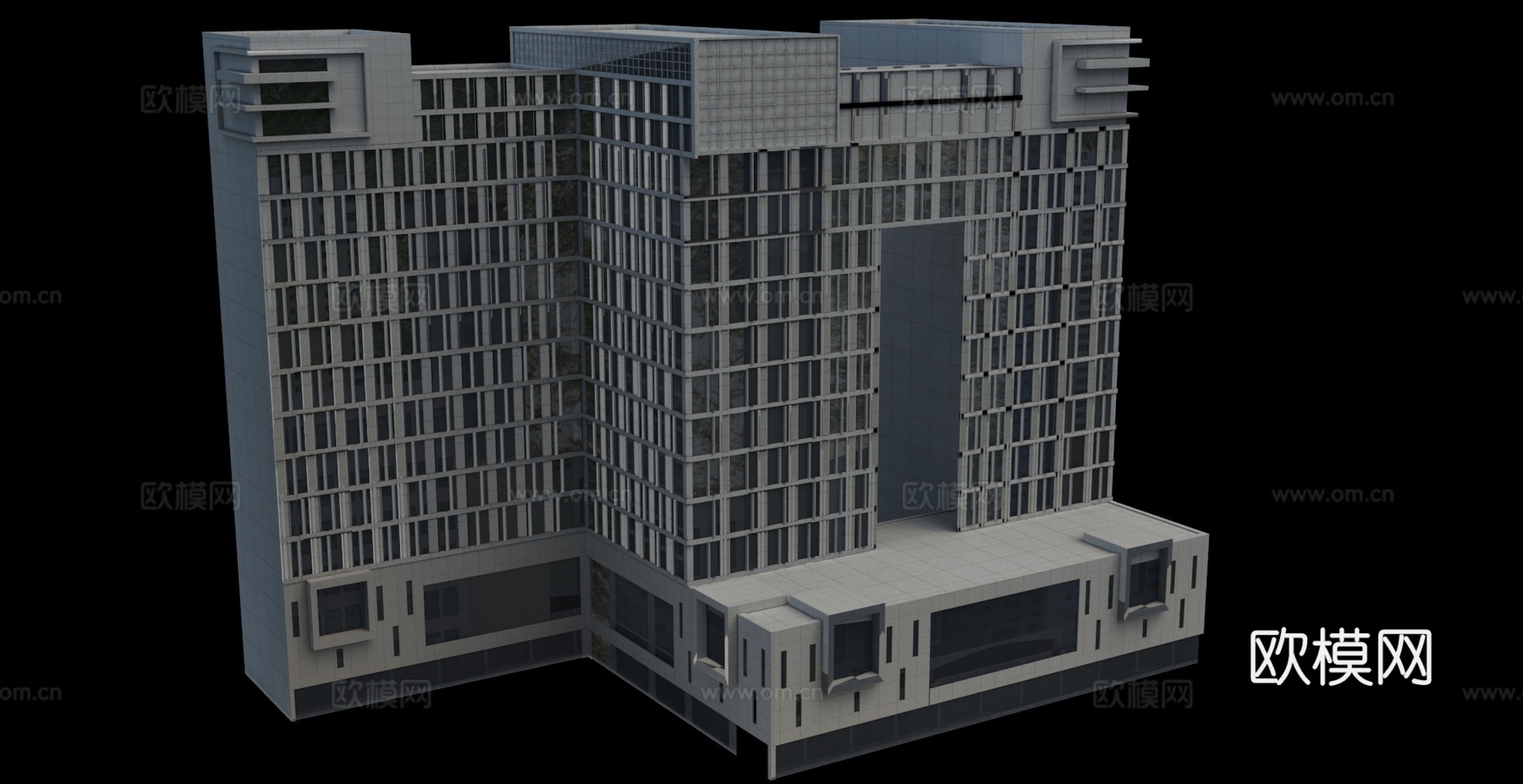 现代办公楼建筑外观su模型下载