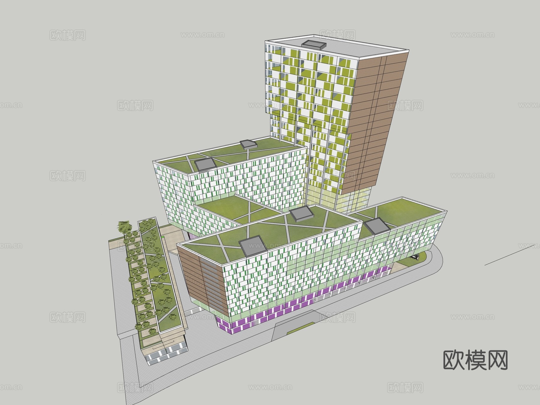 现代酒店建筑外观su模型下载