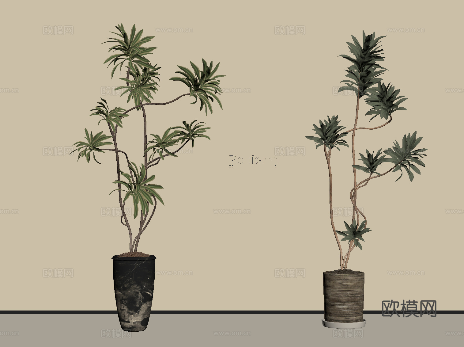 中古风 绿植盆栽su模型