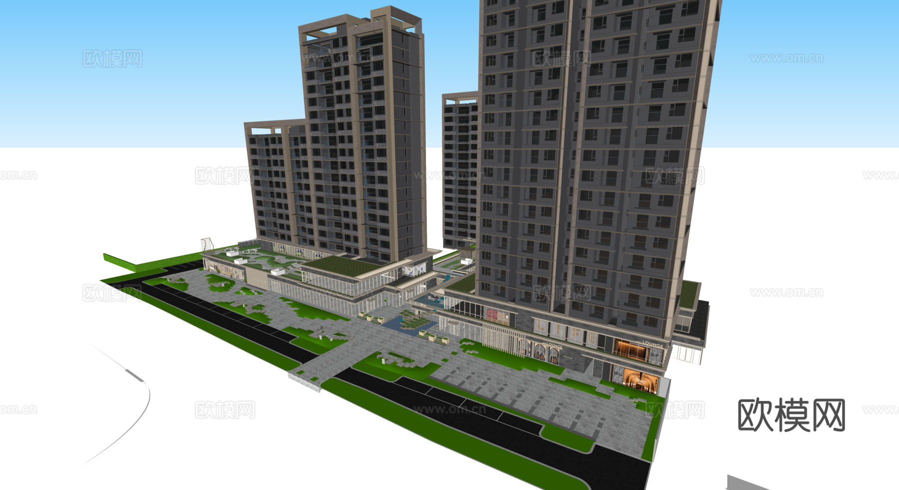 现代商业楼建筑外观su模型下载