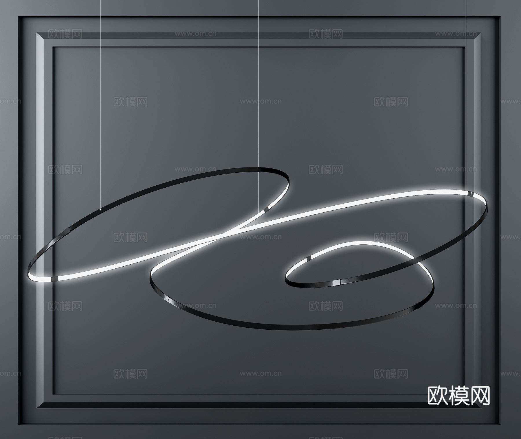 现代环形吊灯su模型下载