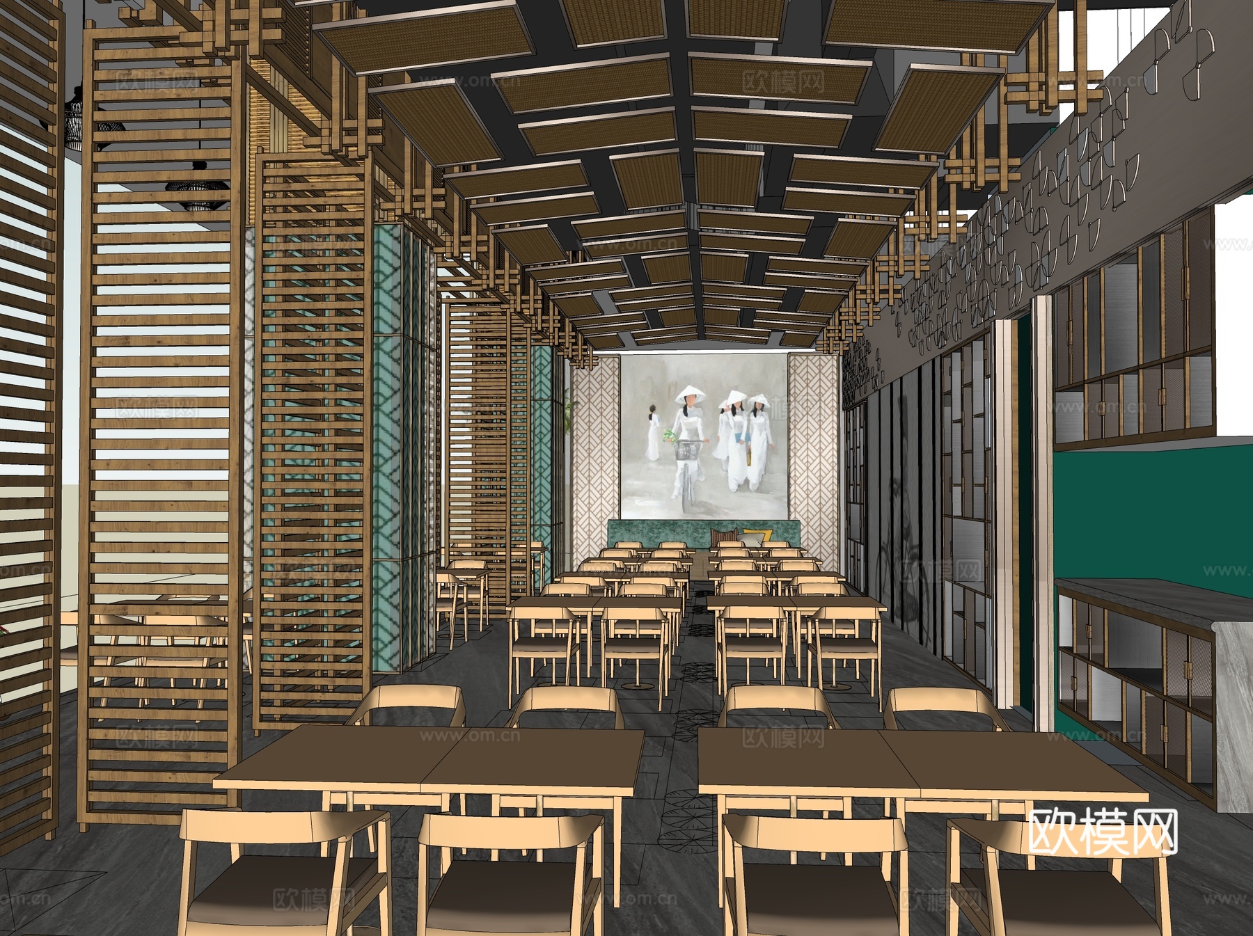 东南亚快餐店su模型下载