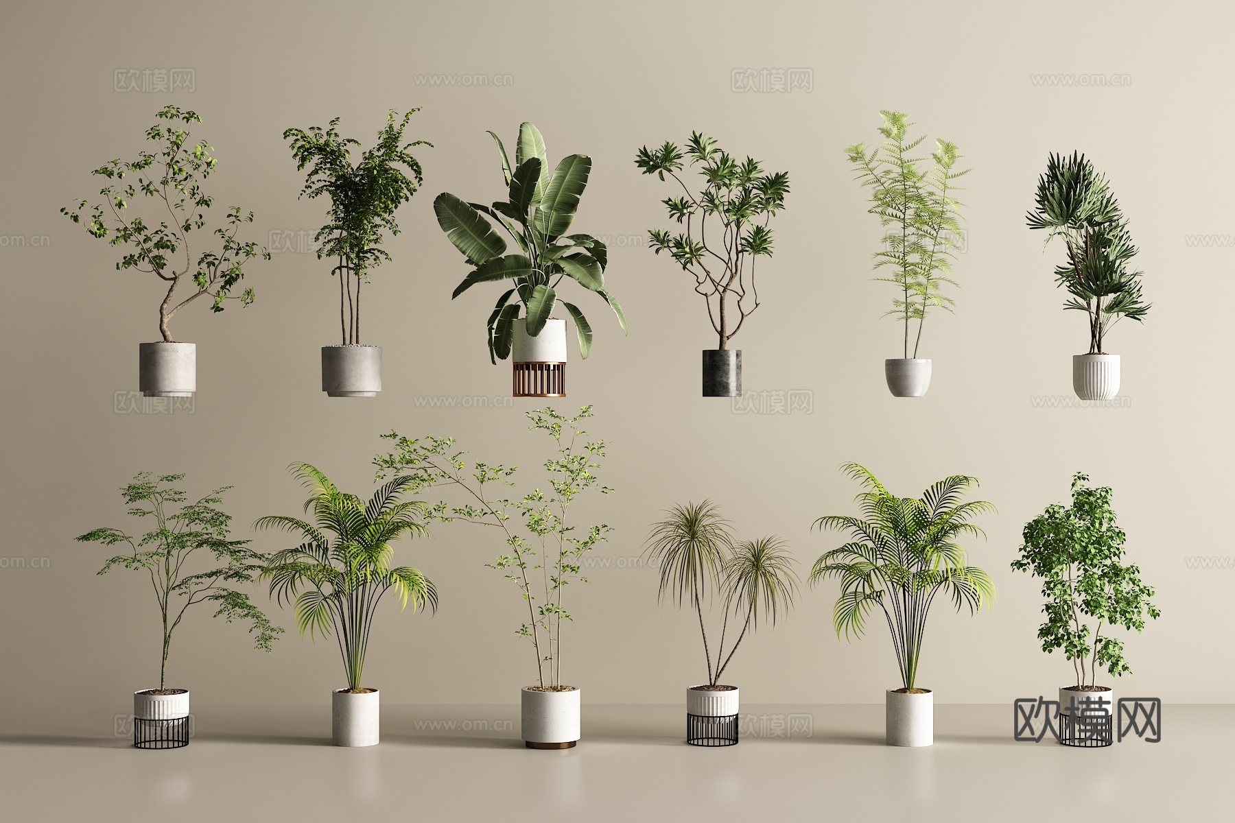 现代盆栽盆景绿植su模型