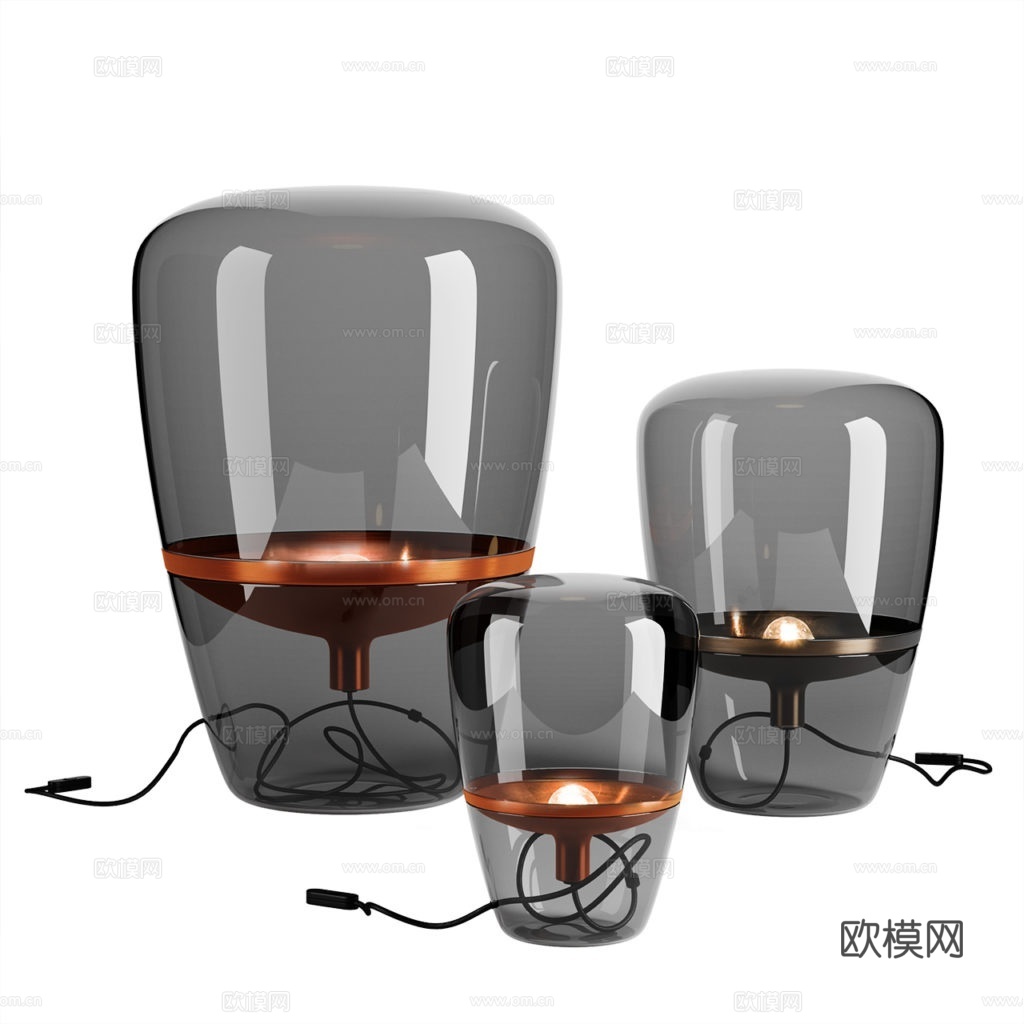 现代玻璃台灯su模型下载