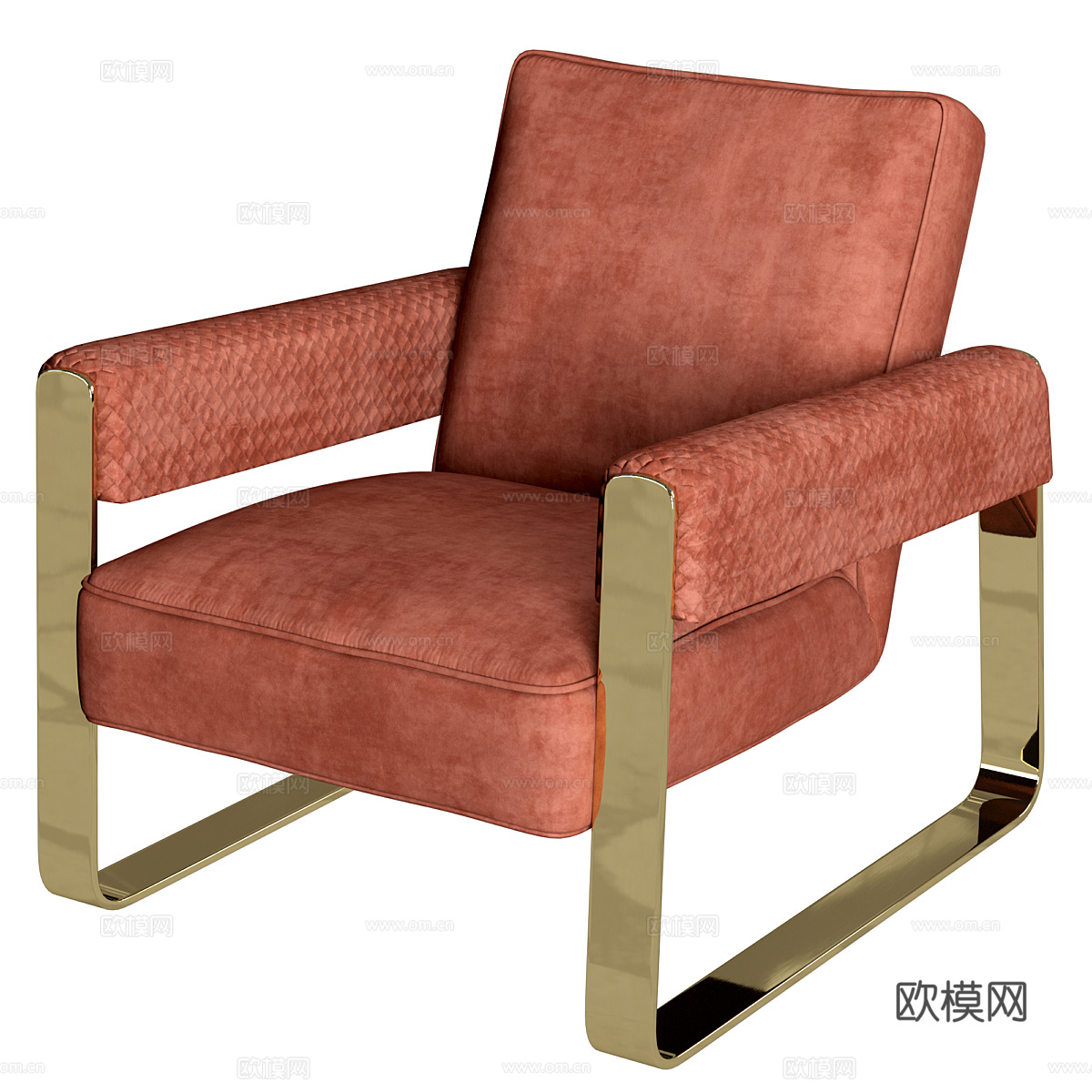 现代意式轻奢布艺扶手椅3d模型