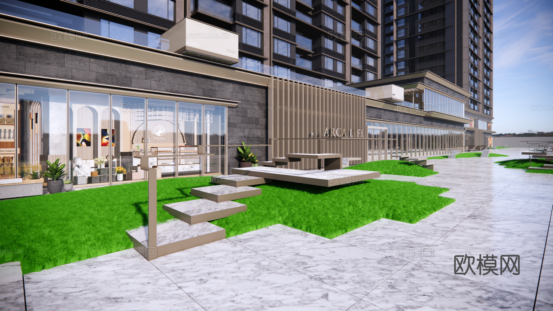 现代商业楼建筑外观su模型下载