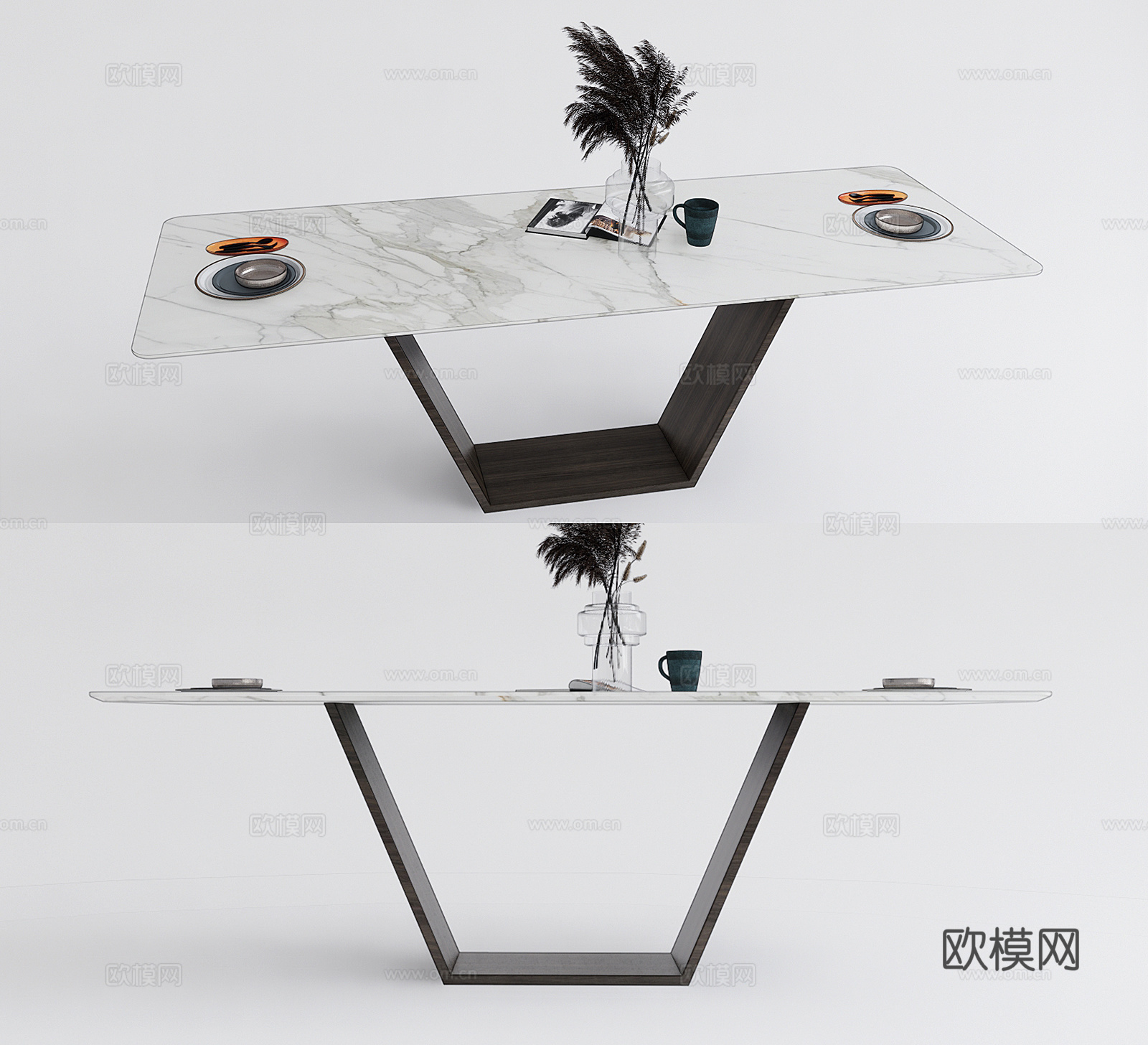 现代轻奢餐桌su模型下载
