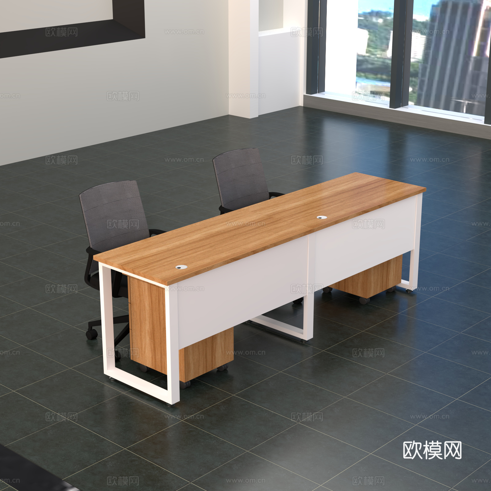 现代办公桌椅卡位su模型下载